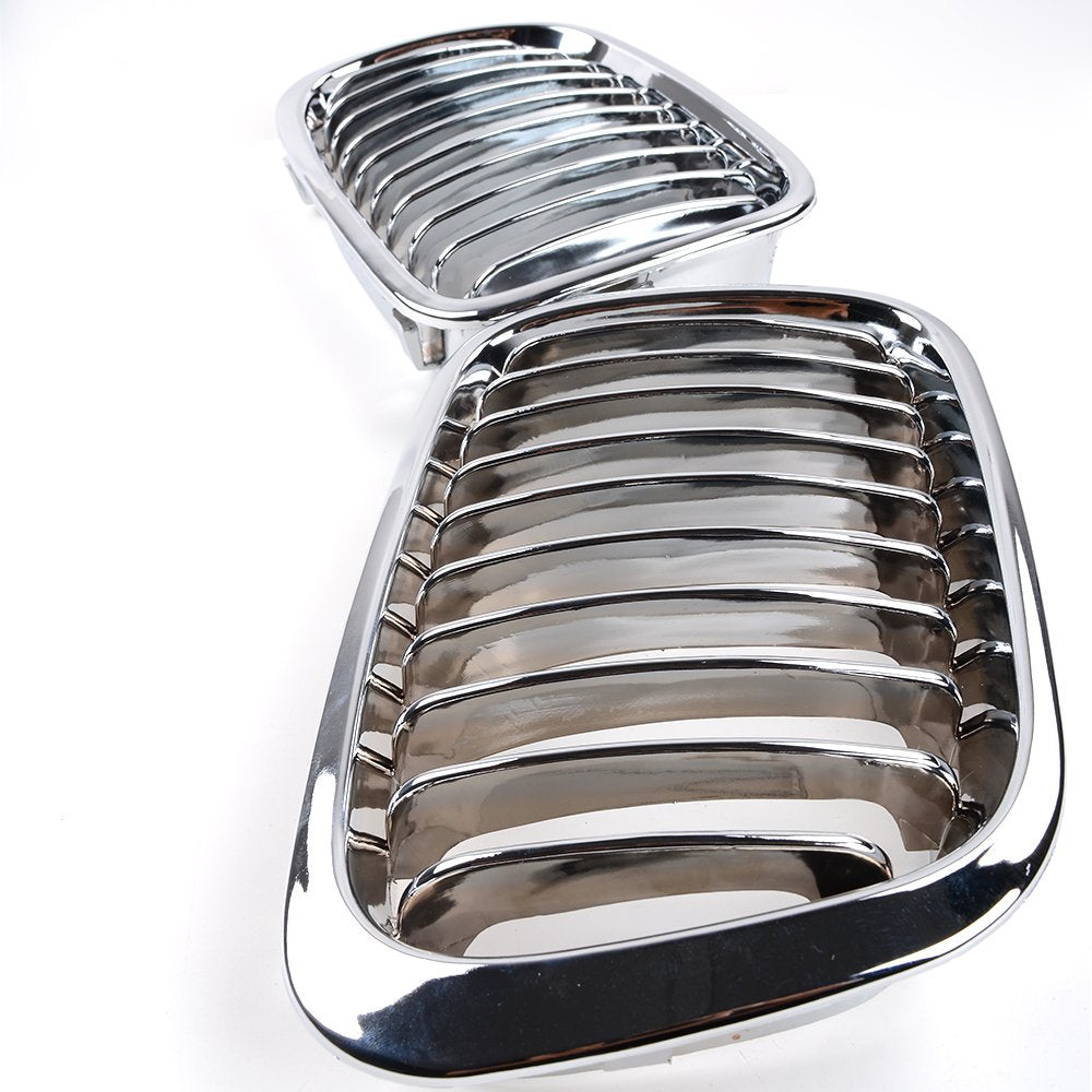 Anzio Front Hood Kidney Lh Rh Grill Grille Replacement Oem For 1998-2001 Bmw E46 4 Door Sedan 320I 323I 325I 328I 330I - Chrome
