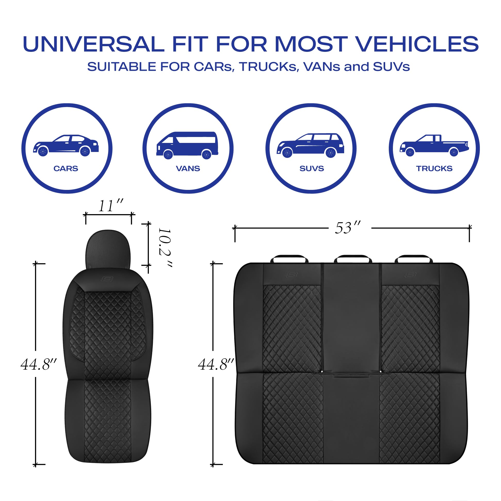 Skechers Car Seat Covers,Piping Luxury Faux Seat Covers,Waterproof Anti Slip Car Seat Protector Front Seats,Car Accessories Airb