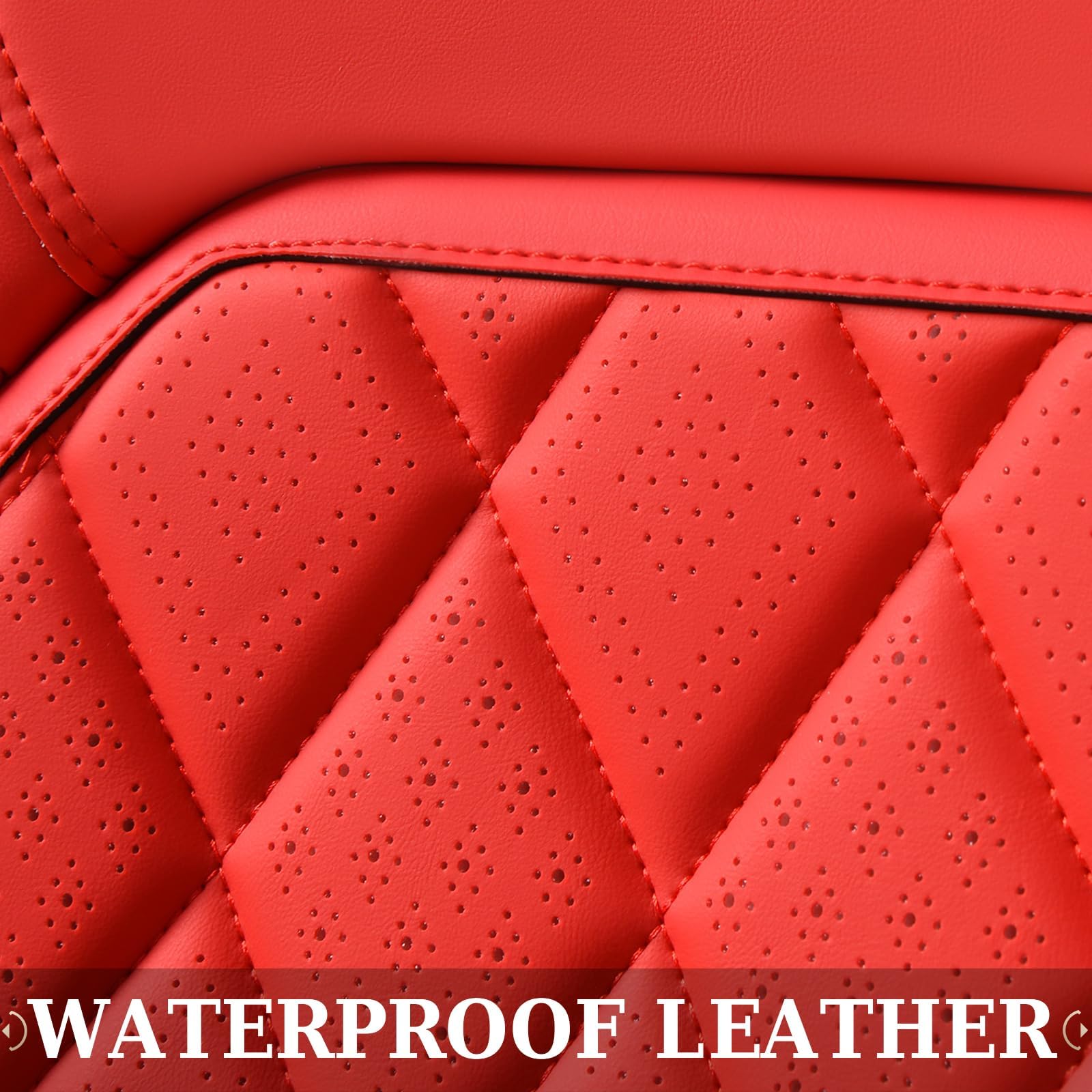 Coverado Leather Seat Covers - Waterproof Faux Leather Front Pair, A-Red, Model SCU030, Universal Fit for Most Cars
