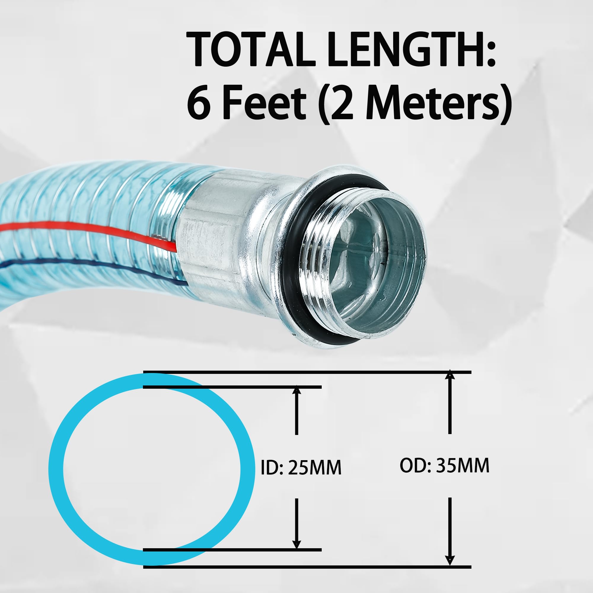 1 Inch Fuel Transfer Hose, Fuel Hose 1'' X 6' (2 M) For Fuel Transfer Pump With Threaded Couplings Oil Diesel Kerosene Transfer