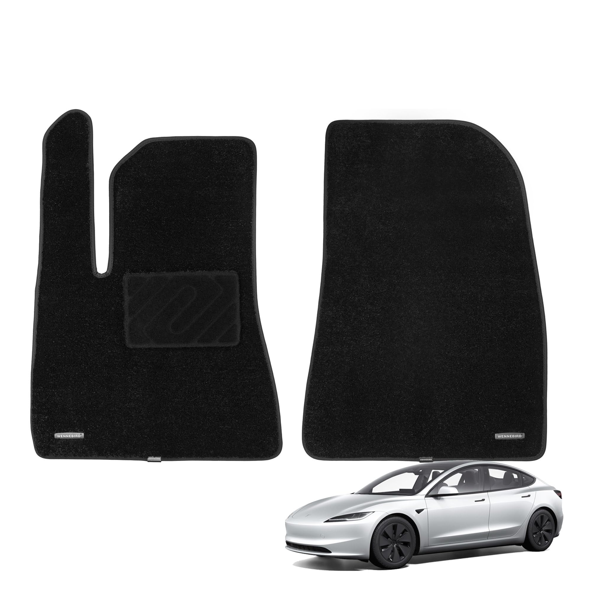Wennebird Superior Carpet Front Row Floor Mats For 2024-2025 Tesla Model 3 (Highland), 0.6 Inch Thickness Rugs, Premium All Weat