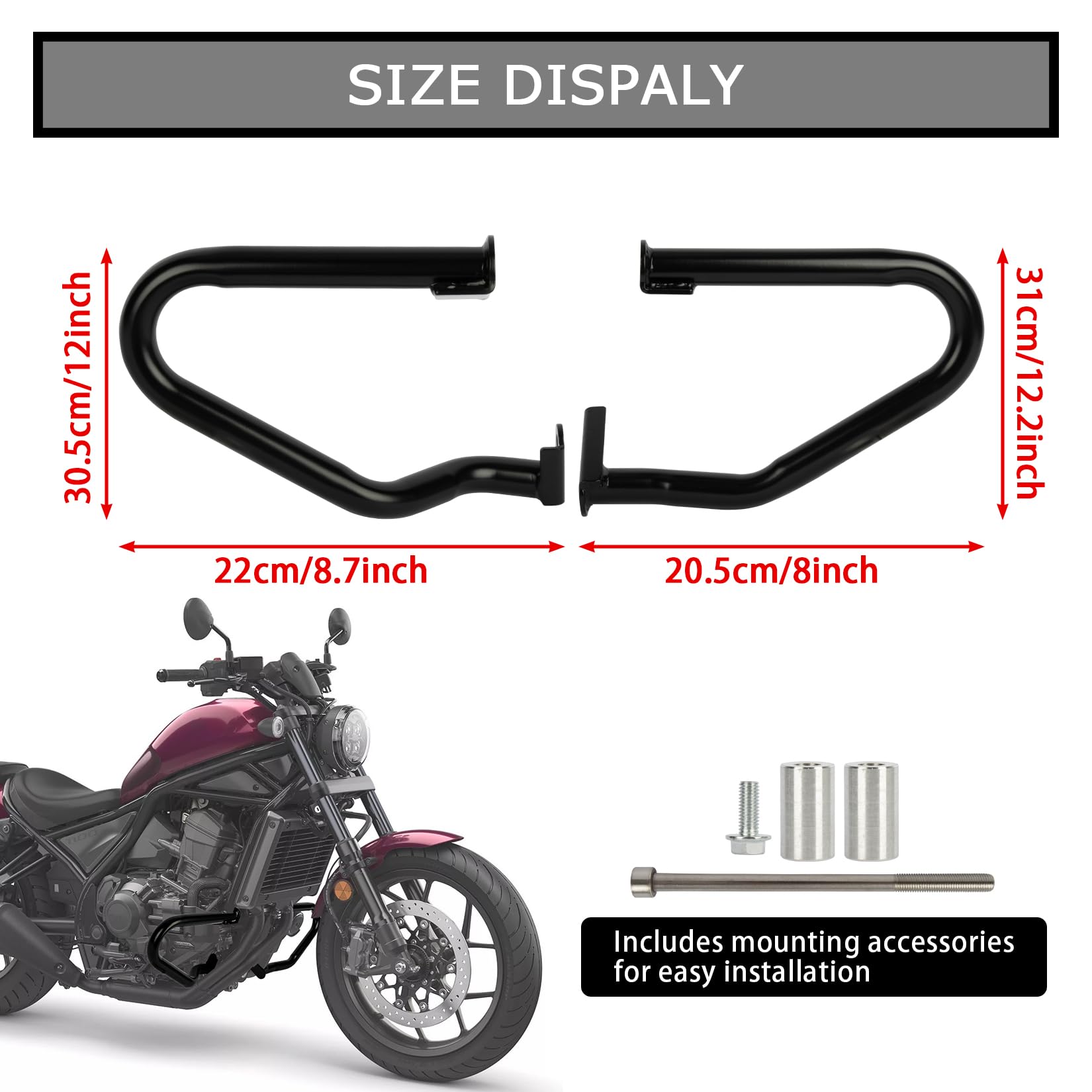 psler Rebel 1100 Crash Bar, Black Iron Engine Guard for CMX Rebel 1100 DCT, Model FB0165, Includes Installation Instructions
