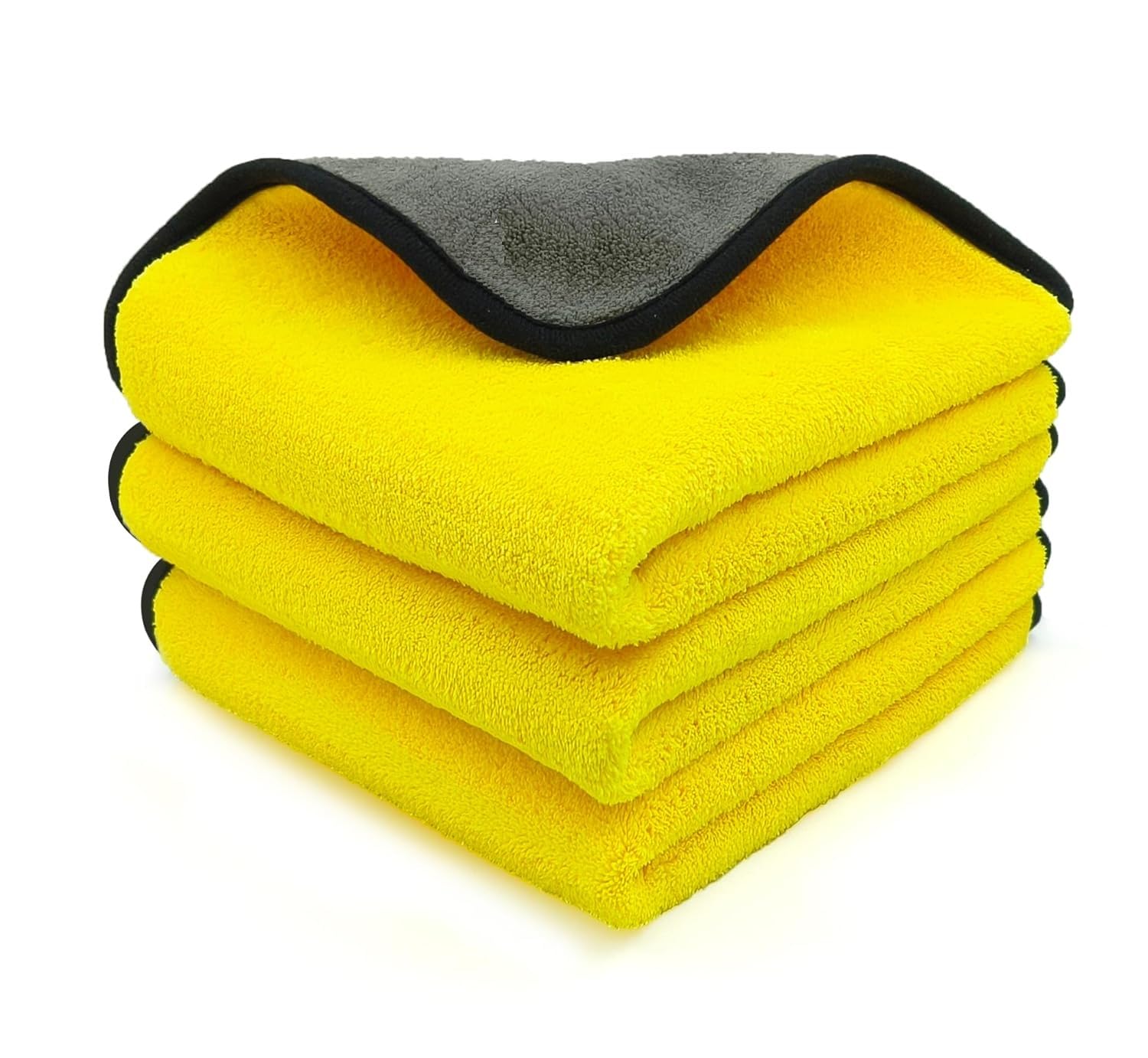 KOZDIKO Car Microfiber Cloth Double Sided, Extra Thick Plush Microfiber Cloth, LintFree Pack of 3 Compatible with Hyundai Exter