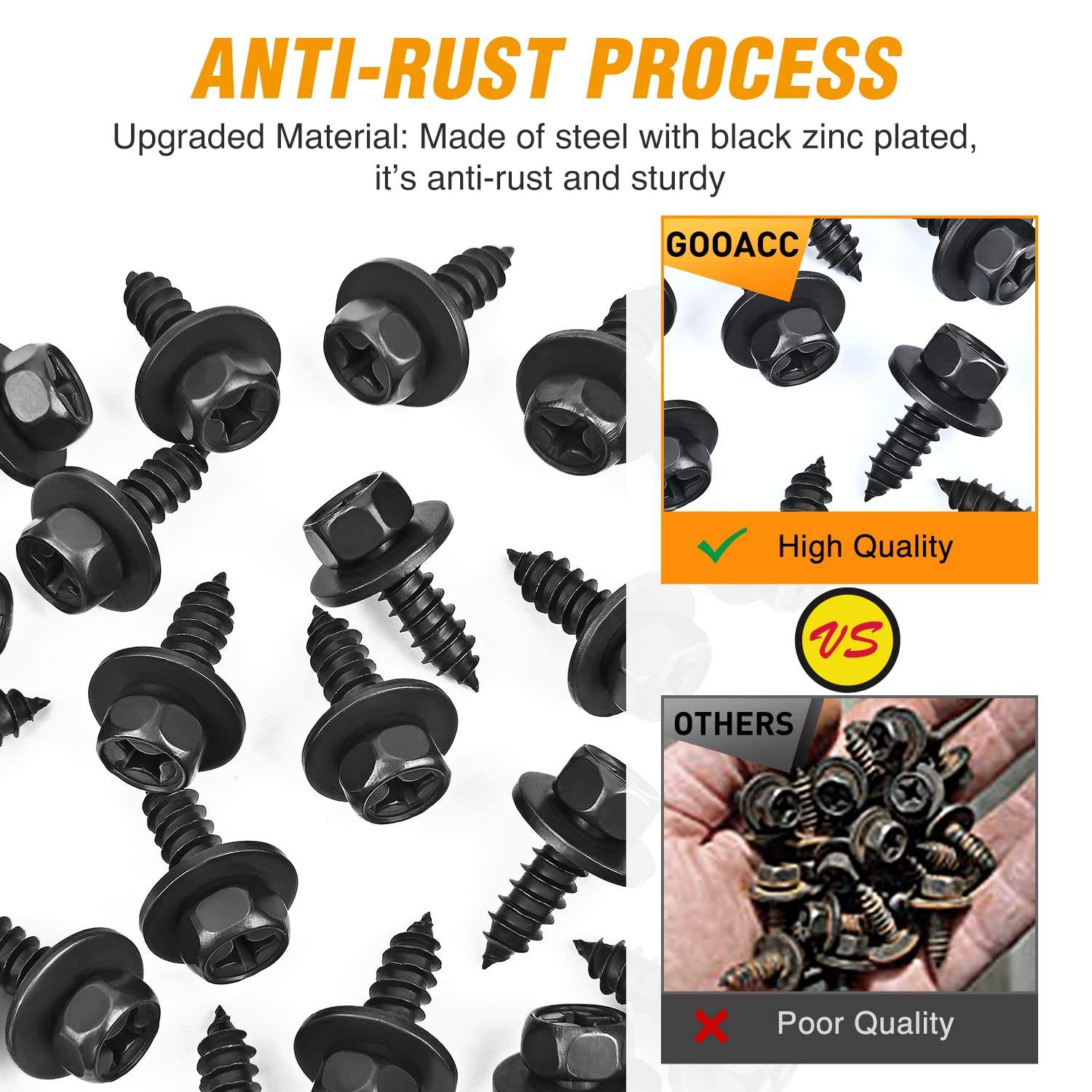 Gooacc 25Pcs Front Fender Liner Screws Bumper Cover Splash Shield Mud Guard Screw Replacement For Toyota Avalon Camry Corolla Sc