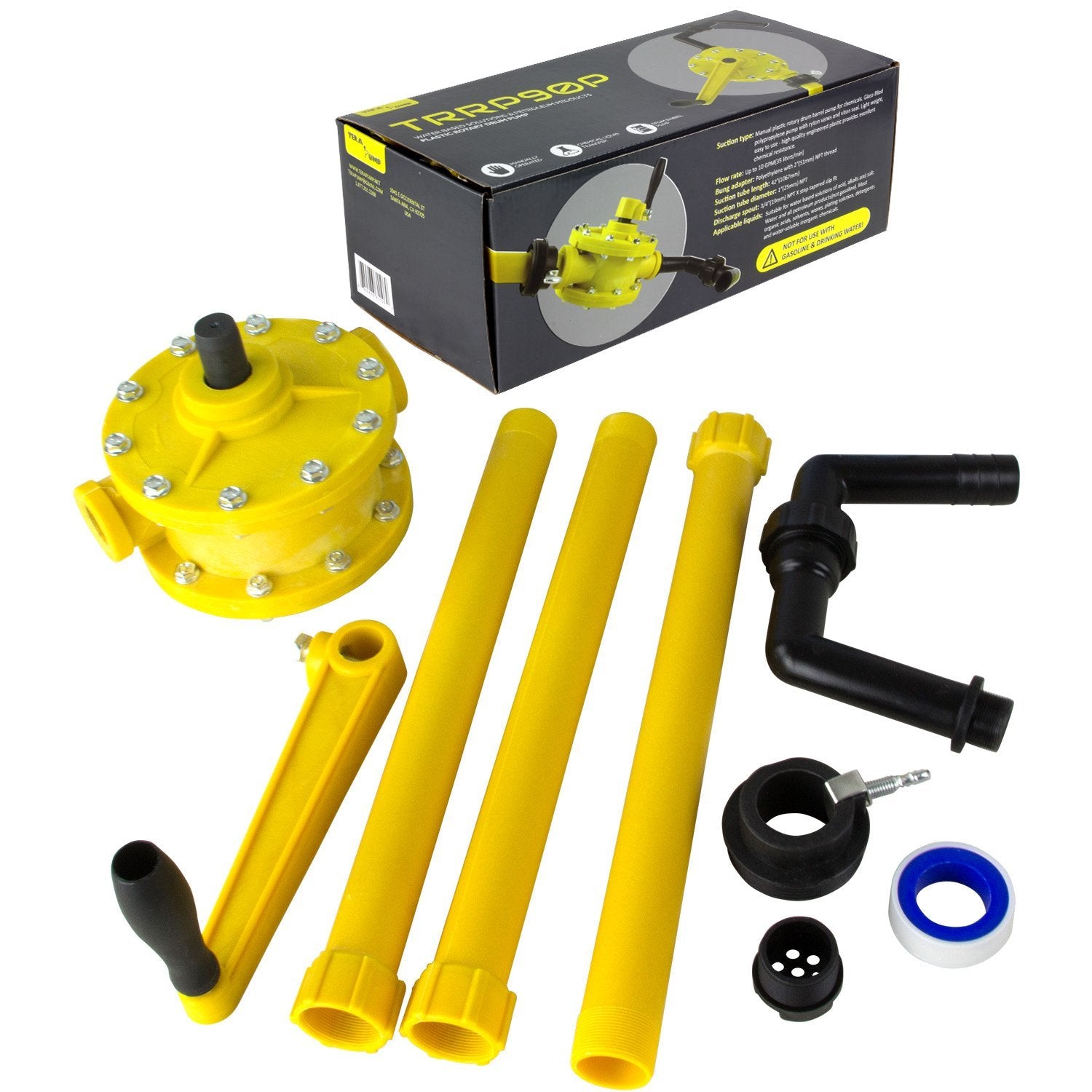 Tera Pump Polypropelene Plastic Rotary 55 Gallon Drum Barrel Pump For Water Based Solutions And All Petroleum Products