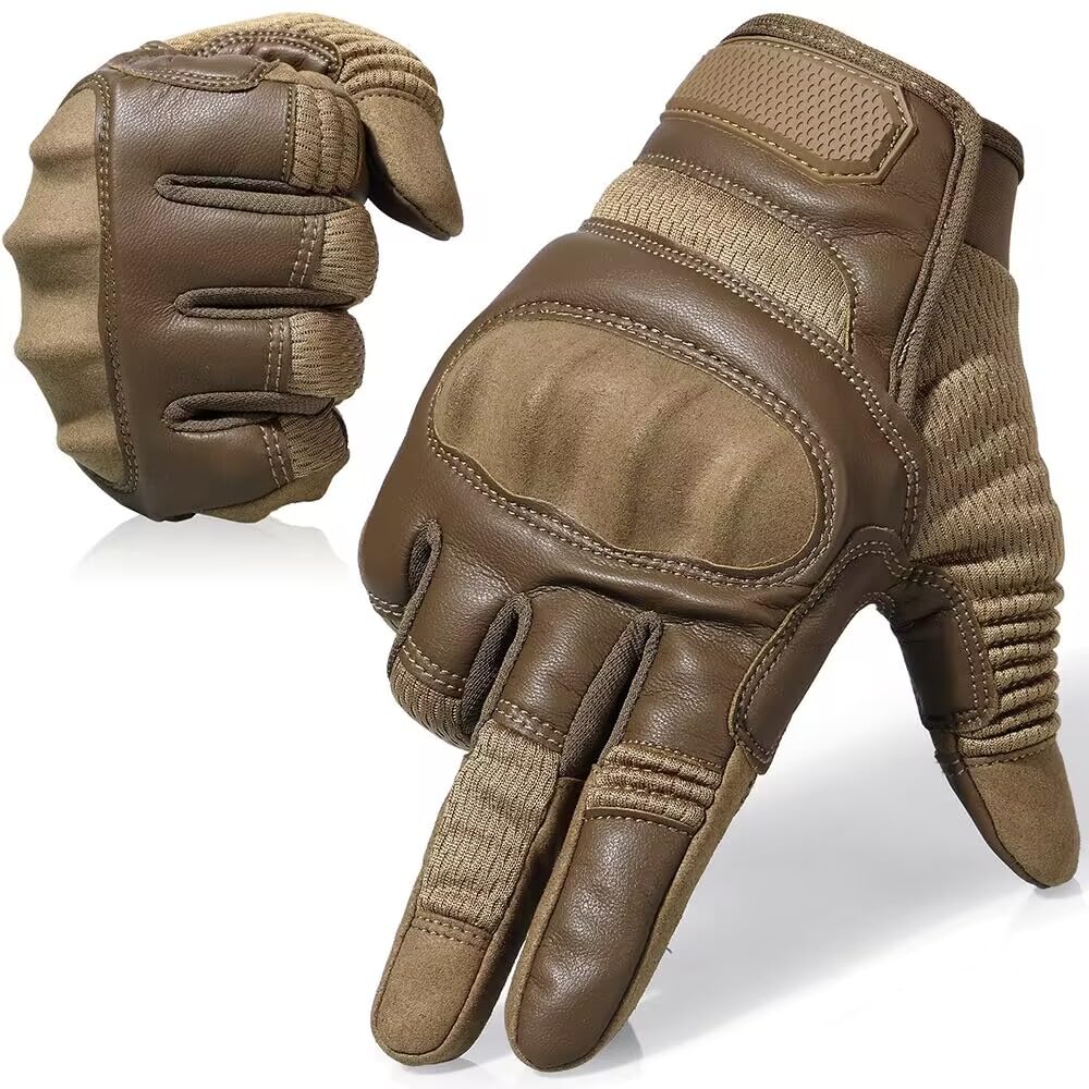 Axbxcx Touch Screen Full Finger Gloves For Motorcycles Cycling Motorbike Atv Bike Camping Climbing Hiking Work Outdoor Sports Men Women Brown Xl