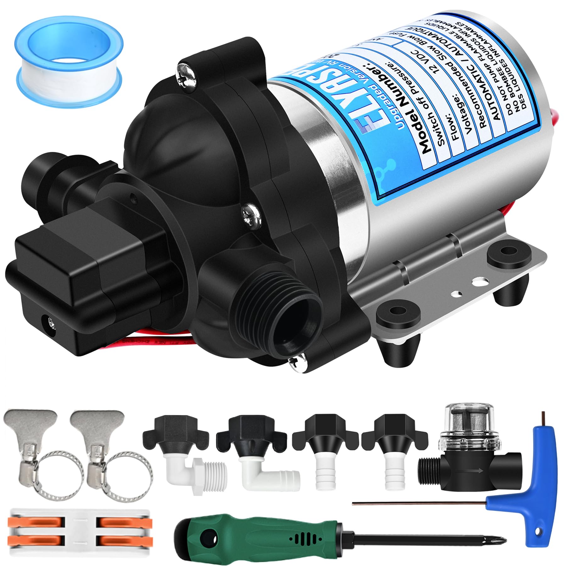 2026 Upgraded 2088-554-144/2088-403-144 RV Fresh Water Pump,12V 3.5GPM Self-Priming Diaphragm Water Pump,45PSI,Includes Pressure