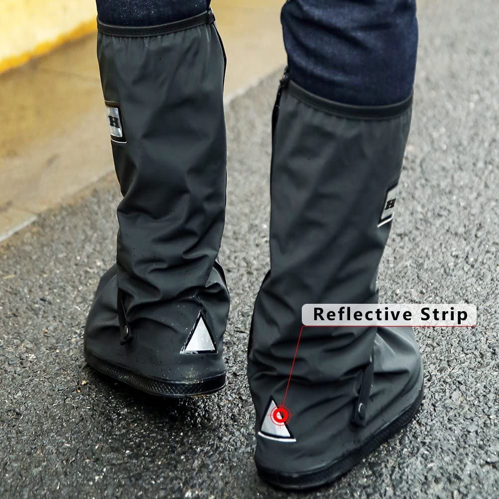Ushth Black Waterproof Rain Boot Shoe Cover With Reflector (1 Pair)Xx-Large