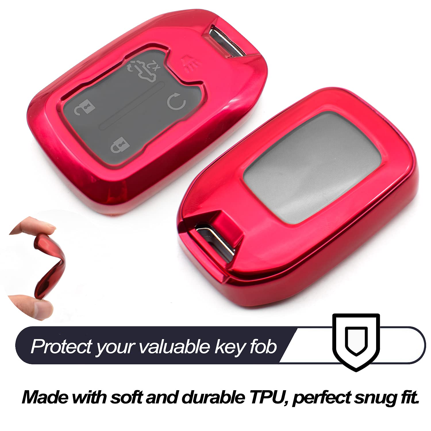 Compatible With 2020 2021 Chevrolet Chevy Silverado 1500 2500 3500 Suburban Tahoe Gmc Acadia Terrain Yukon Red Tpu Key Fob Cover