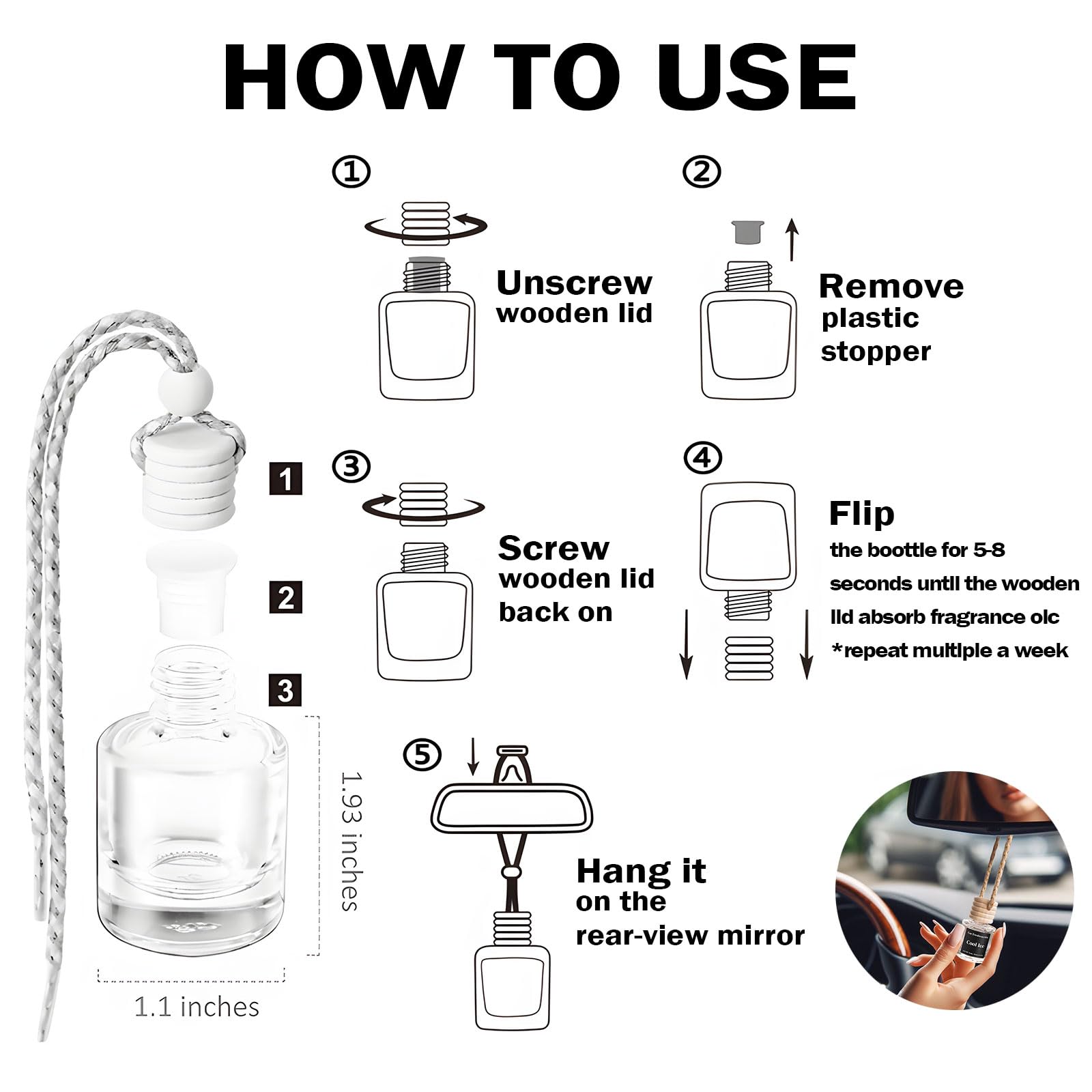 Burst Bird Vanilla Cream Car Air Freshener, Oil Diffuser, 0.27 Fl Oz (2 Pack), White, Model V54, Long Lasting Fragrance