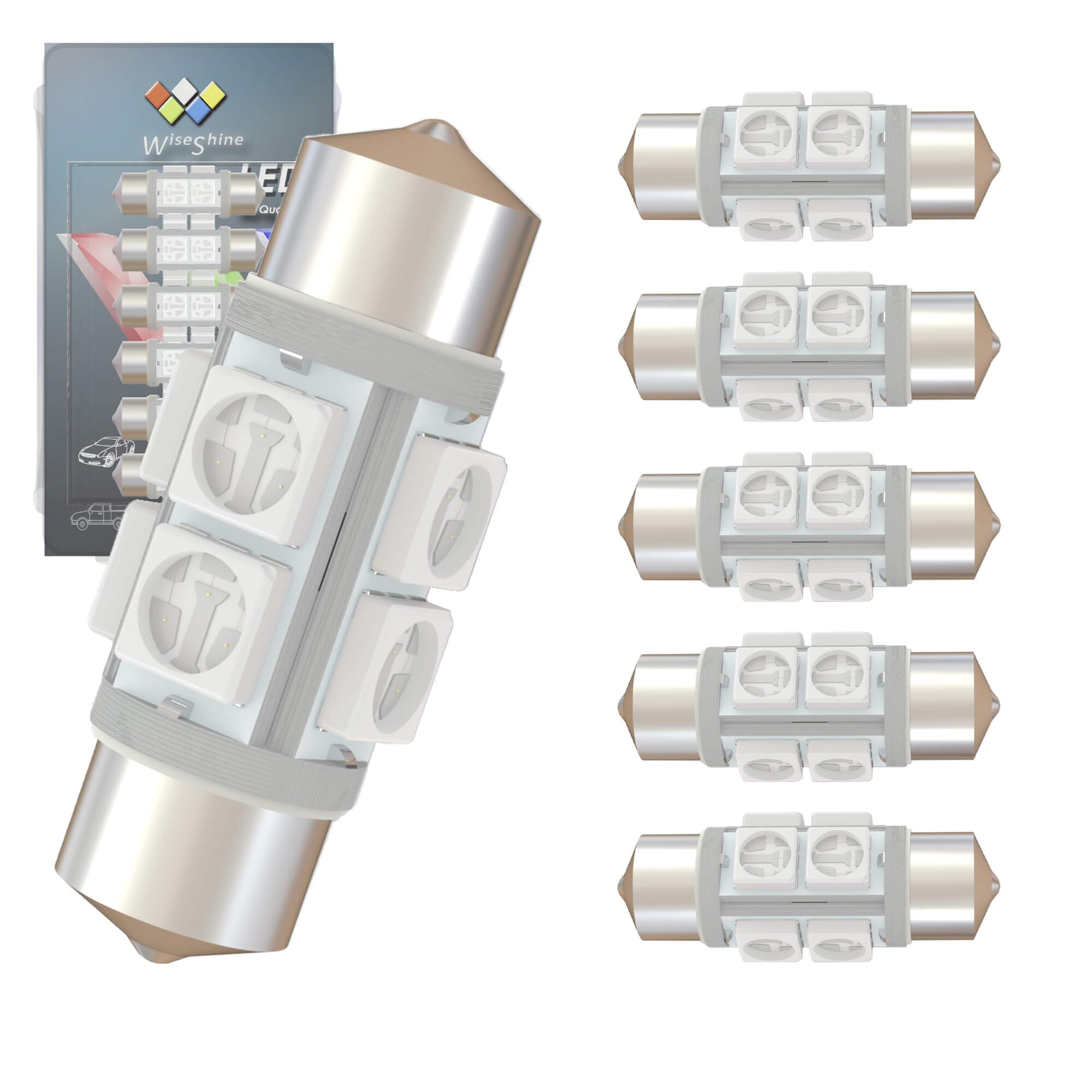 Wiseshine DC 24V 31mm DE3175 LED Festoon Bulb DE3022 6428 7065 LED Bulbs Green for Truck Interior Door Cargo Lights (Pack 6)