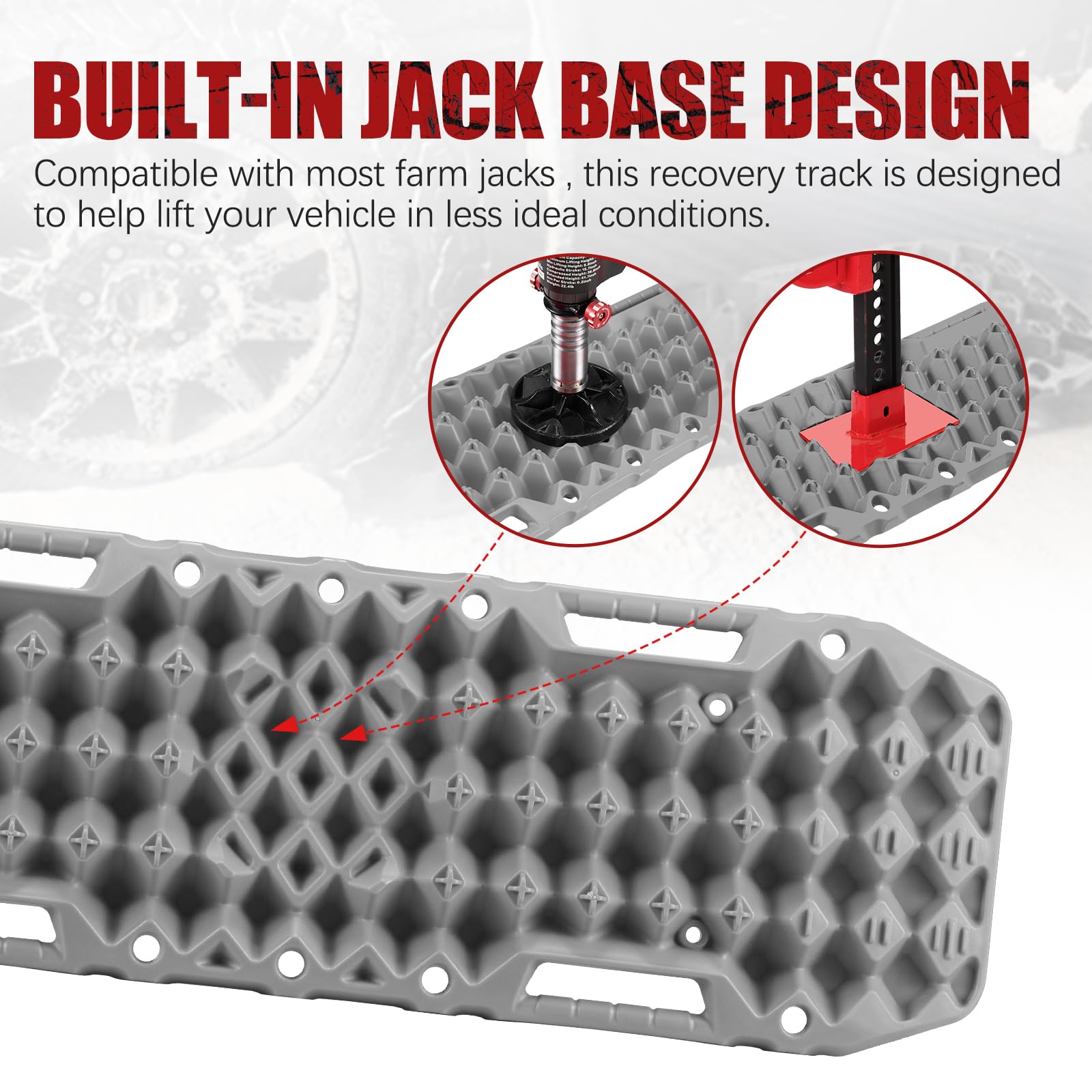 Bunker Indust Off-Road Traction Boards With Jack Base, Pair Recovery Tracks 4X4 Jeep Truck Tire Traction Mat With Bag - Sand,Mud