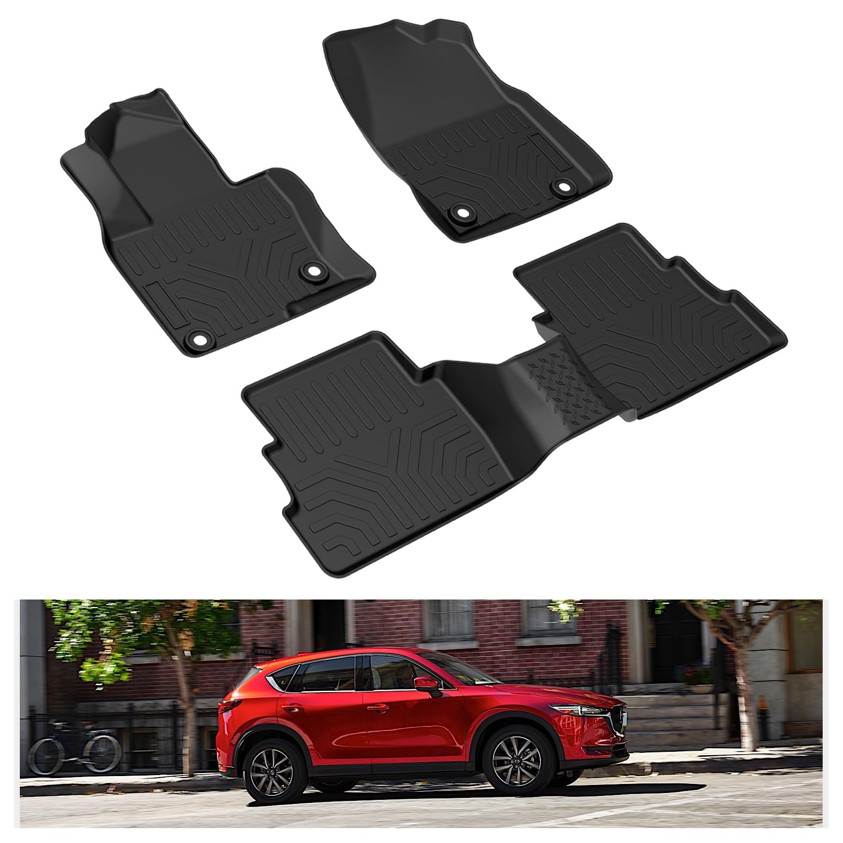 Kiwi Master Floor Mats For 2017-2025 Mazda Cx-5 All Weather Mat Liners Front Rear 2 Row Seat Tpe Slush Liner Black