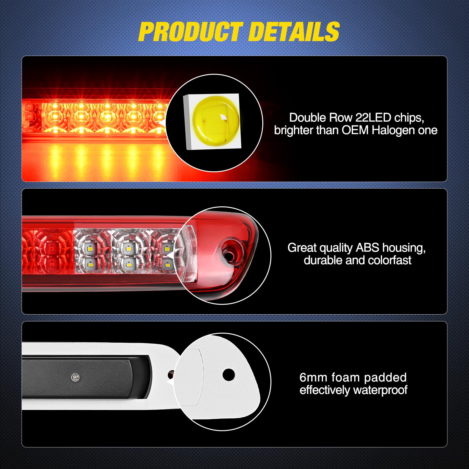 Nilight Third Brake Light Tail High Mount 3Rd Stop Cargo Reverse Led Lights Red Lens Compatible With Chevy Colorado And Gmc Cany