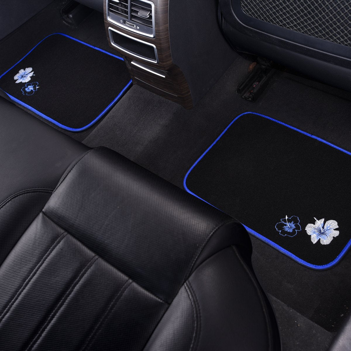Car Pass Embroidery Butterfly And Flower Car Floor Mats, Blue Car Floor Mats, Universal Fit 95% Automotive,Suvs,Sedan,Vans, For