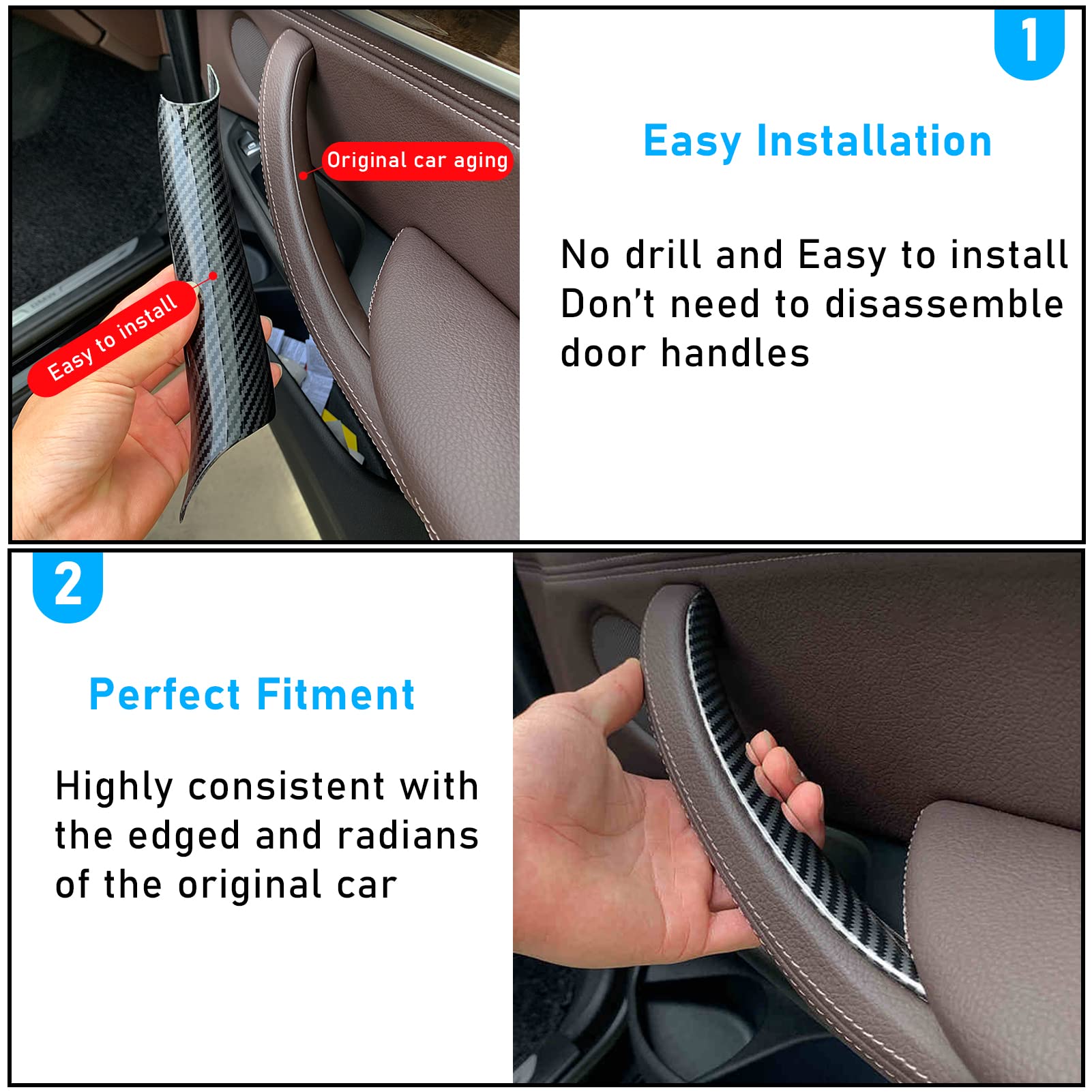 Ttcr-Ii Compatible With Bmw 3 Series F30 Door Handle Covers 4 Series, 2 Pcs Door Handle Wraps Fit Bmw 328I 330I 335I F30/F31 201