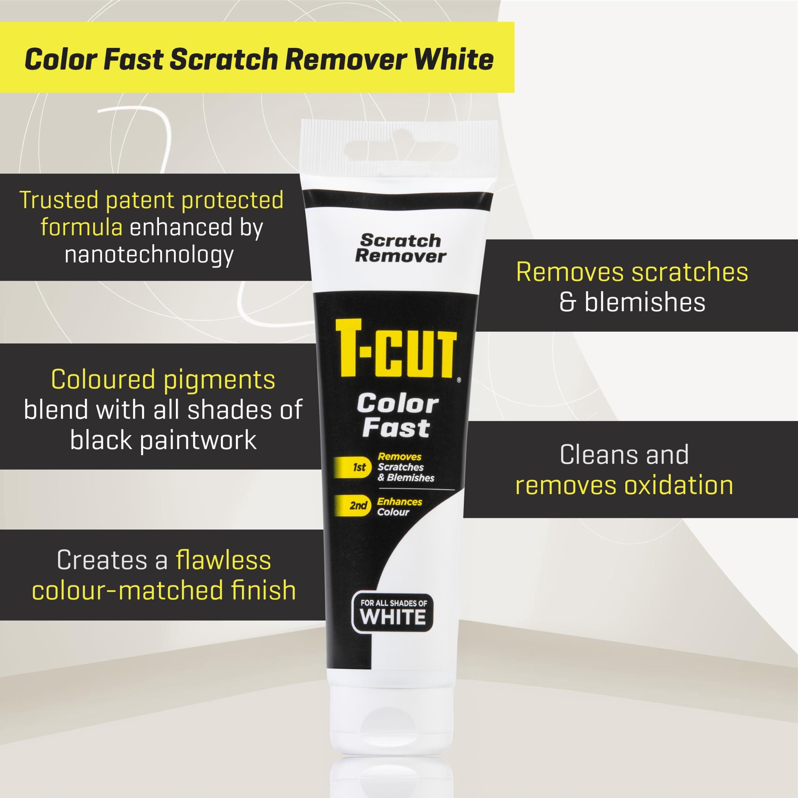 T-Cut Color Fast White Car Wax Polish, Scratch Remover, 5.3 Oz, Aluminum Oxide, Model CSW150