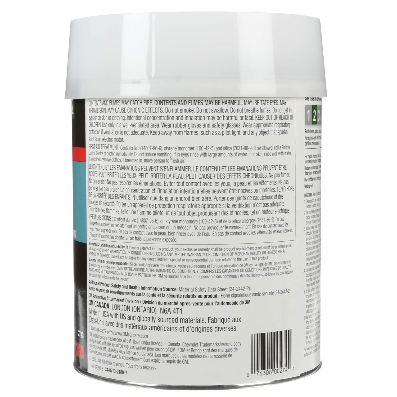 Bondo Bondo-Glass Reinforced Filler, 1 Gallon, White, Model 274, Ideal for Durable Repairs