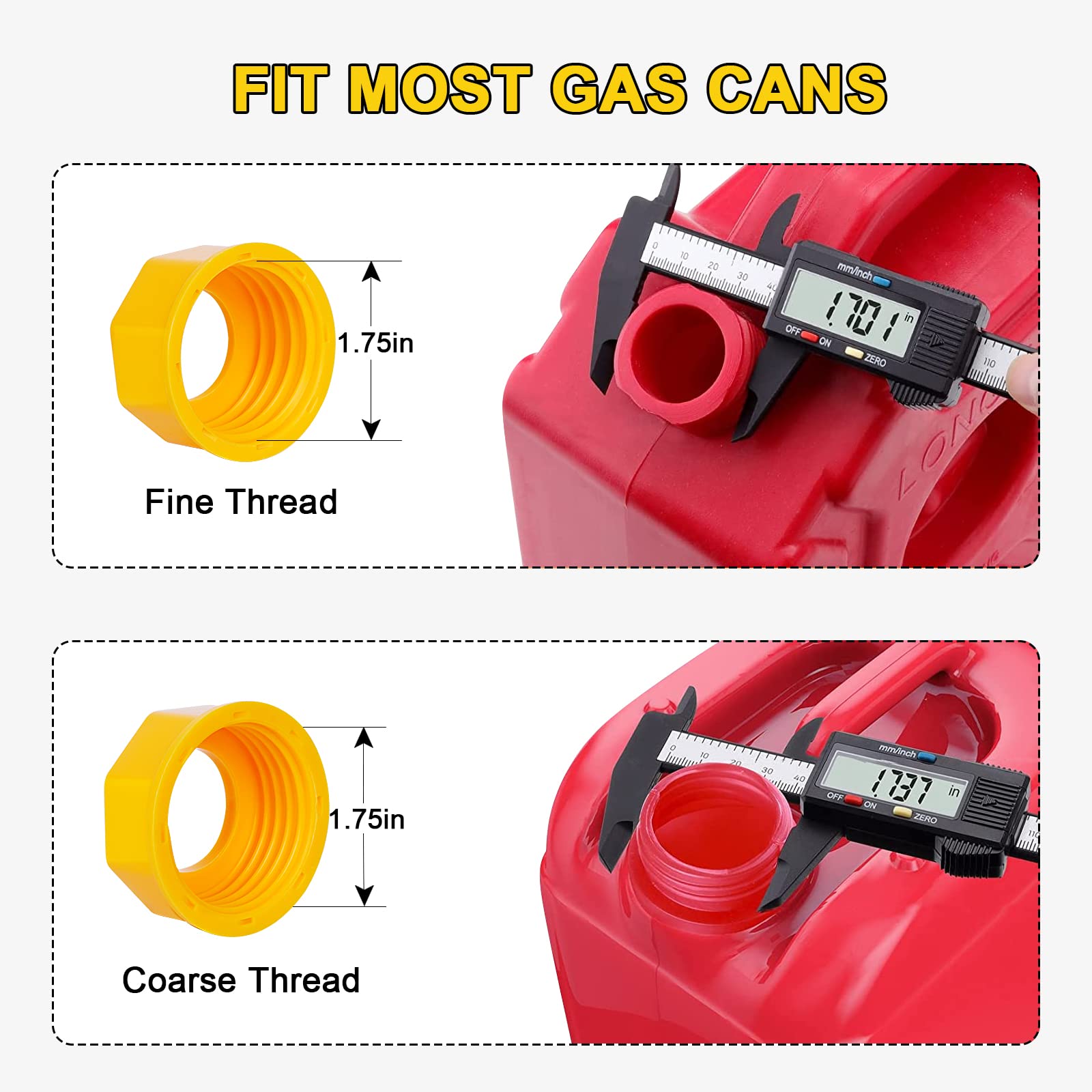 Godboy Gas Can Spout Replacement Nozzle Kit, 5 Pack, Flexible, Yellow, Compatible with 1/2/5/10 Gal Oil and Fuel Cans, Model GB0218