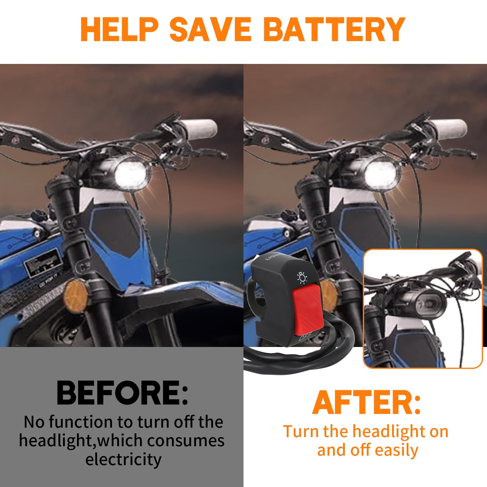 Alpha Rider Headlight Kill Switch for Talaria Sting R MX4 - Red, Plug & Play LED On/Off Switch