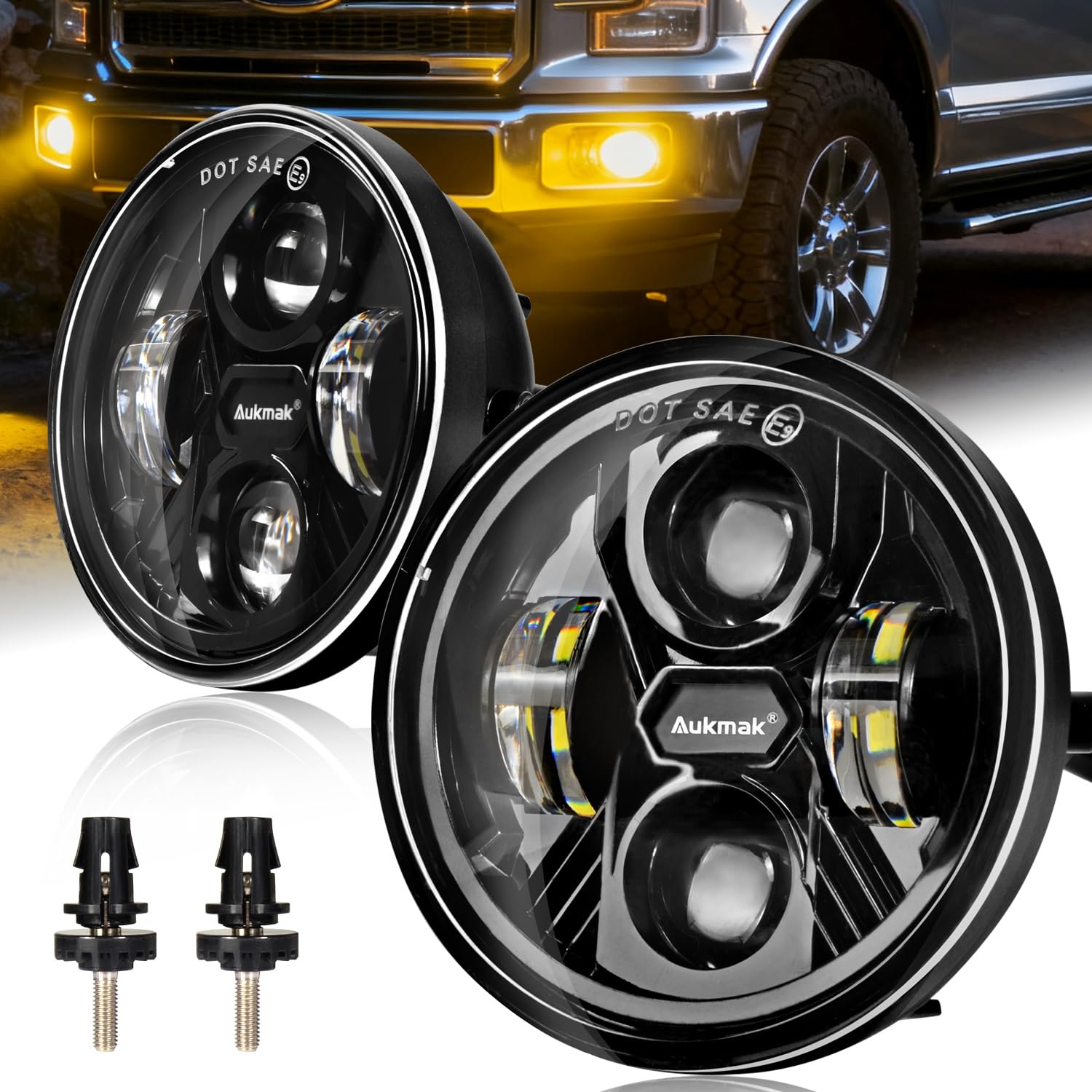 Aukmak Upgraded Amber LED Fog Lights Compatible with Tacoma 2005-2011 for Sequoia 2008-2015 for Tundra 2007-2013 for Solara 2004