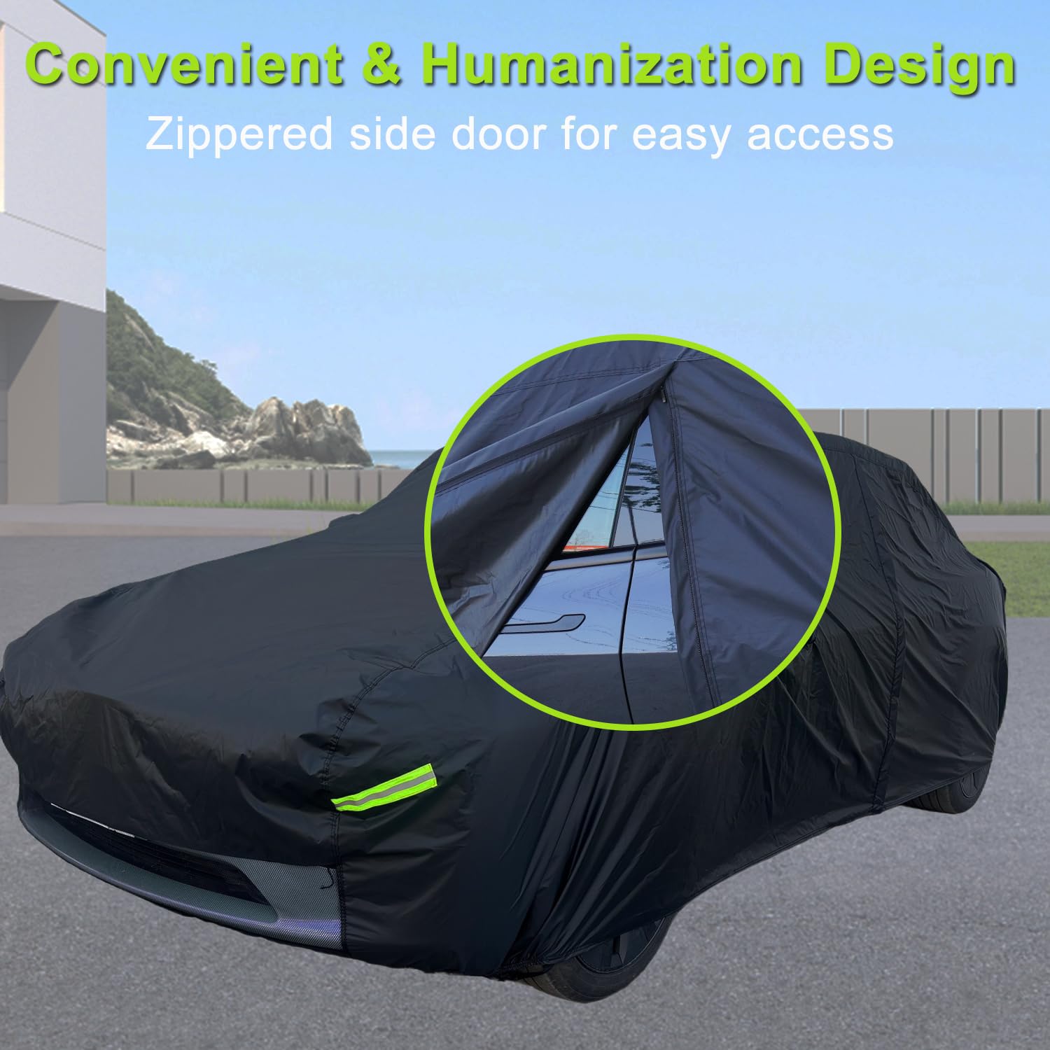 Morhept Car Cover Custom Fit For Tesla Model Y, Waterproof All Weather Full Exterior Cover Rain Snow Uv Protection With Door Zip