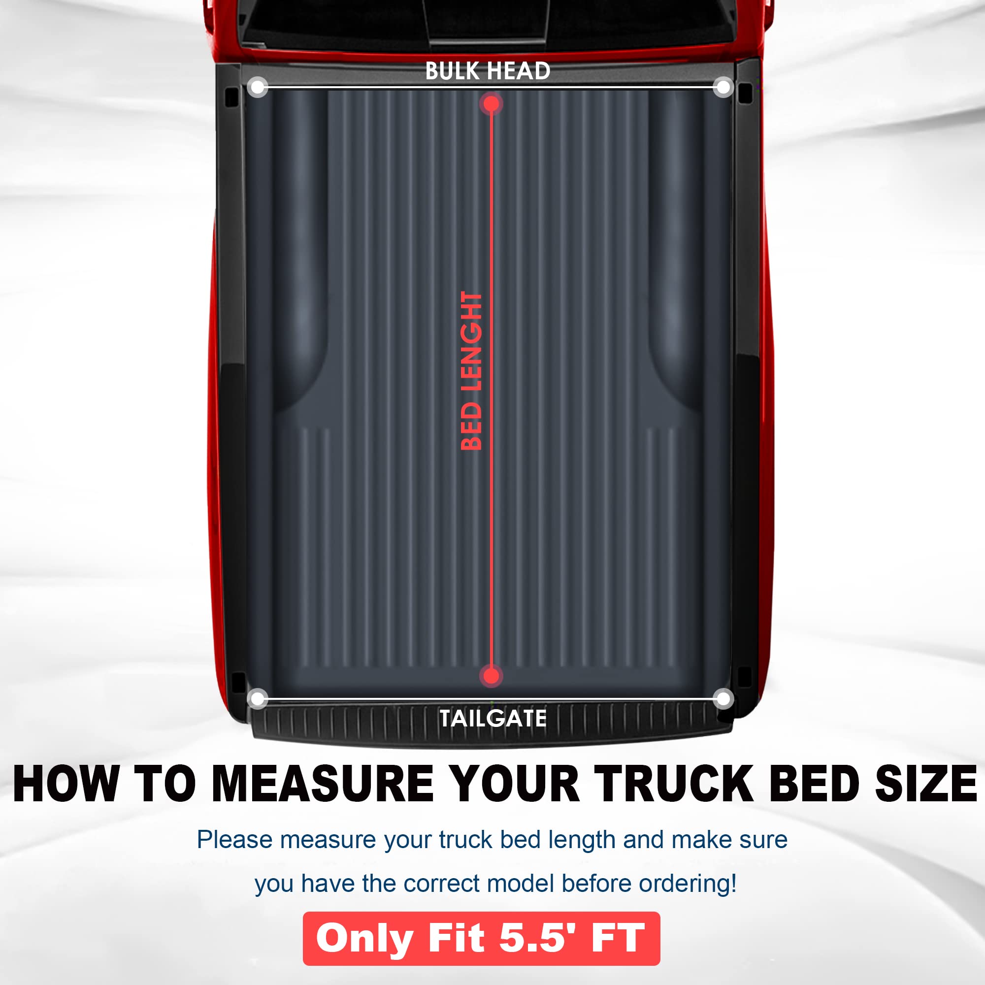 MOSTPLUS Quad 4-Fold Tonneau Cover for 2009-2014 Ford F-150, 5.5 FT, Vinyl, Model M32103