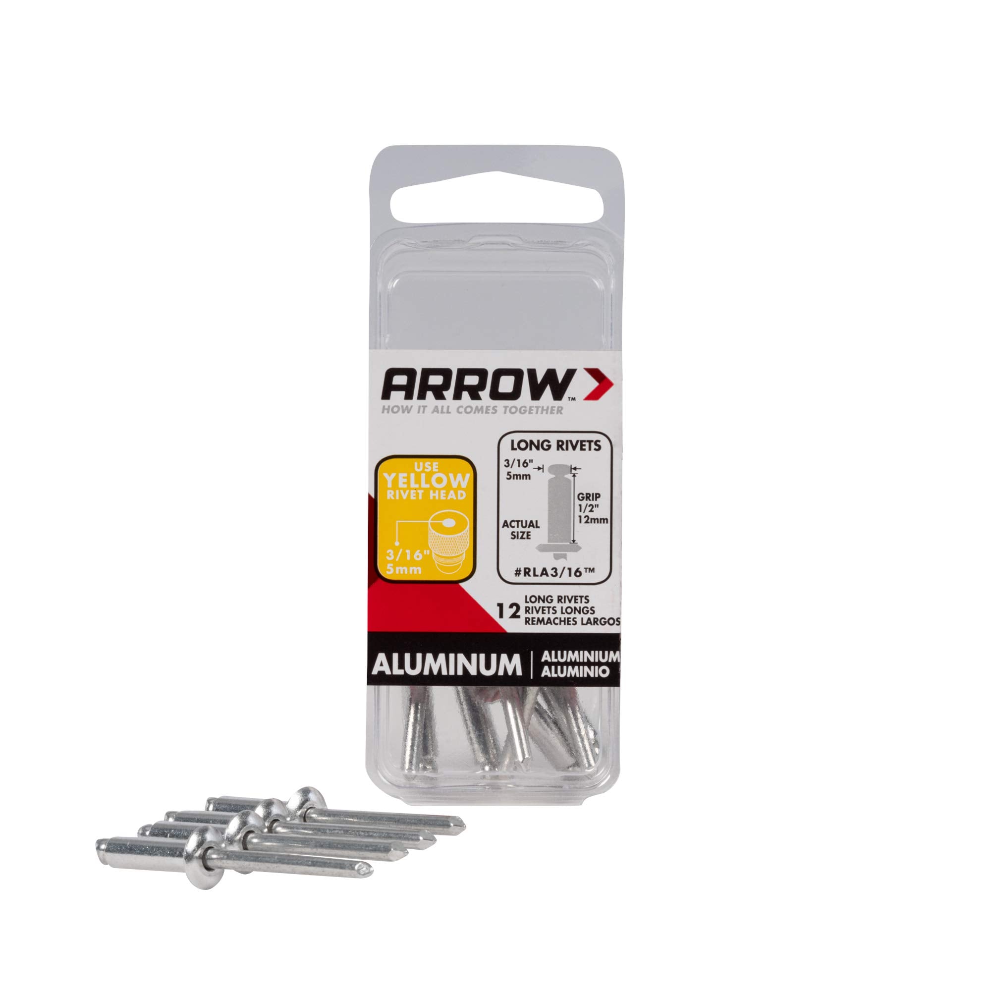 Arrow Rlfa3/16Ip Long Large Flange Aluminum Pop Rivets For Metal, Fabric, Leather, And Auto Repair, 3/16-Inch, 30-Pack