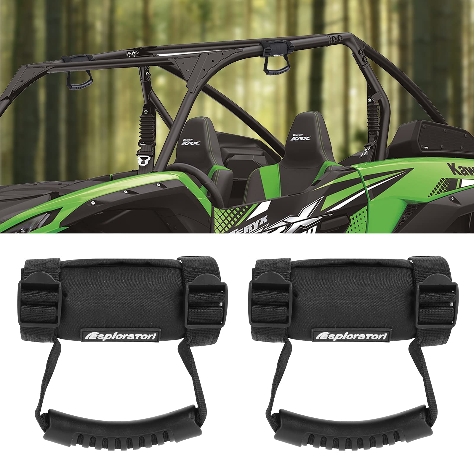 UTV Roll Bar Grab Handle Grips, UTV Grab Handles for 1.5''-2'' Roll Bar Compatible with Polaris RZR, Can Am, Gator, Kawasaki, Wi