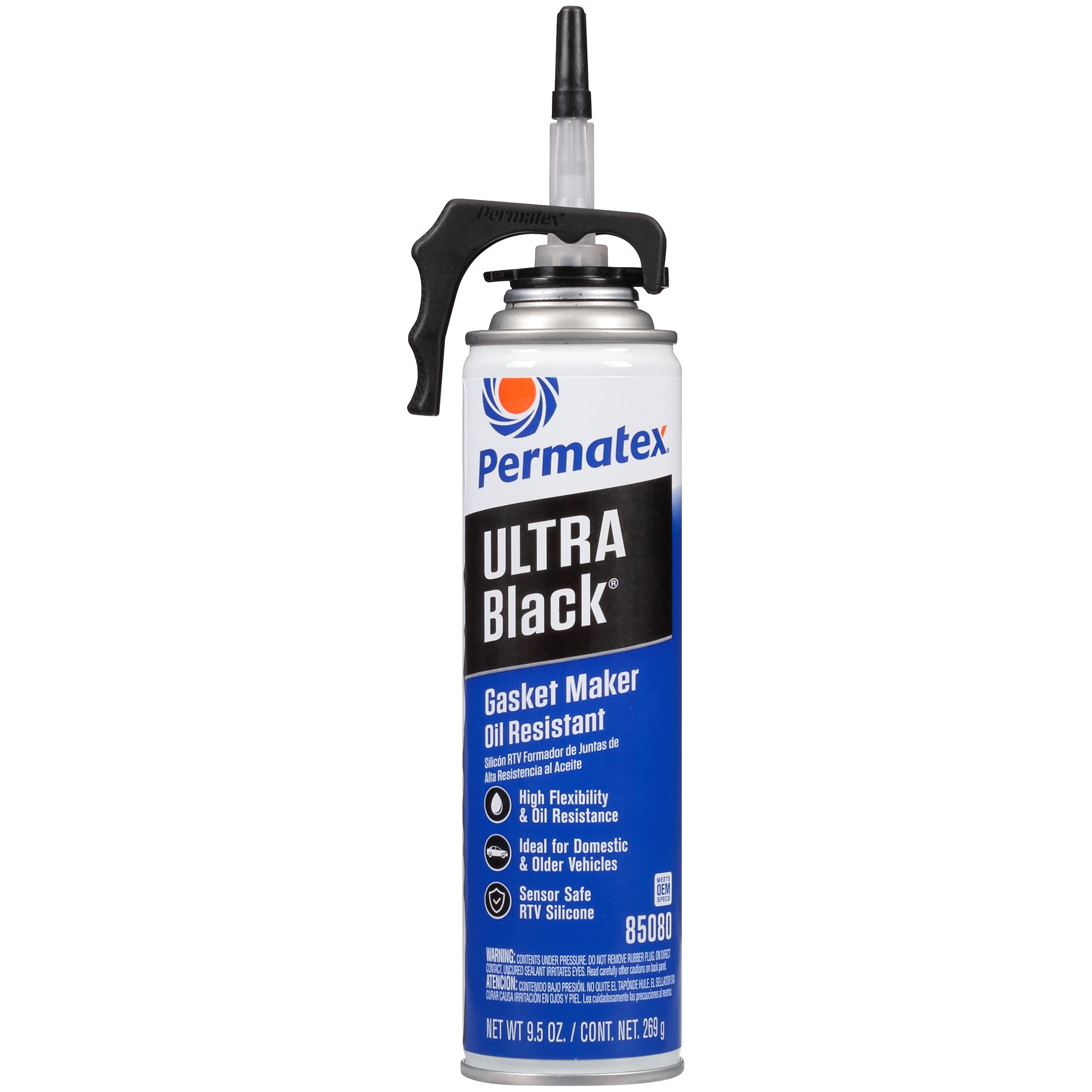 Permatex 85080 Ultra Black Maximum Oil Resistance RTV Silicone Gasket Maker, Sensor Safe And Non-Corrosive, For High Flex And Oi