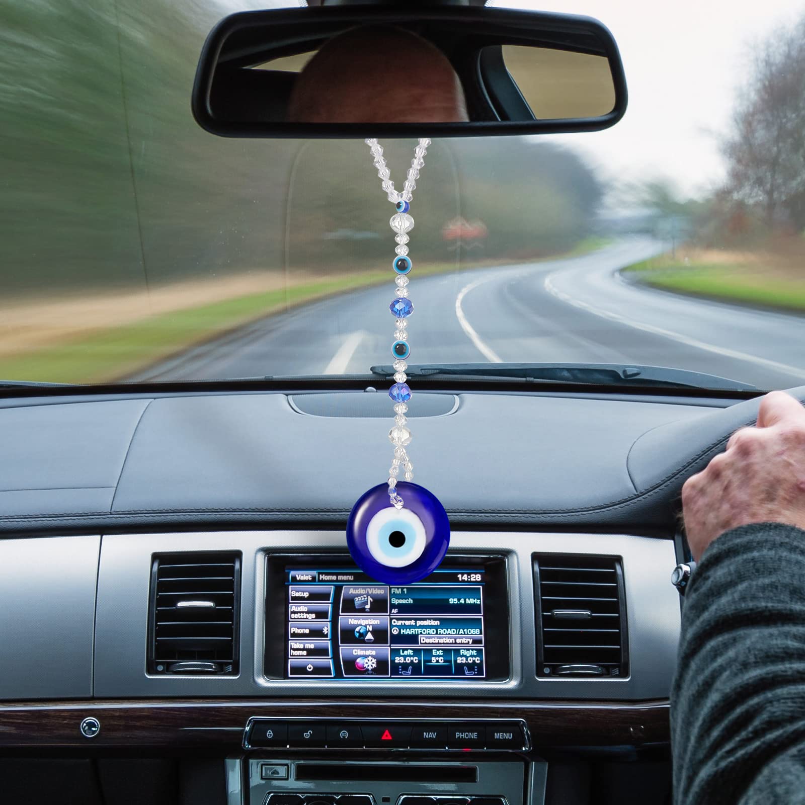 Evil Eye Car Hanging Ornament Evil Blue Eye Charms for Rear View Mirror Evil Eye Beaded Decor Evil Eye Car Accessories Evil Eye