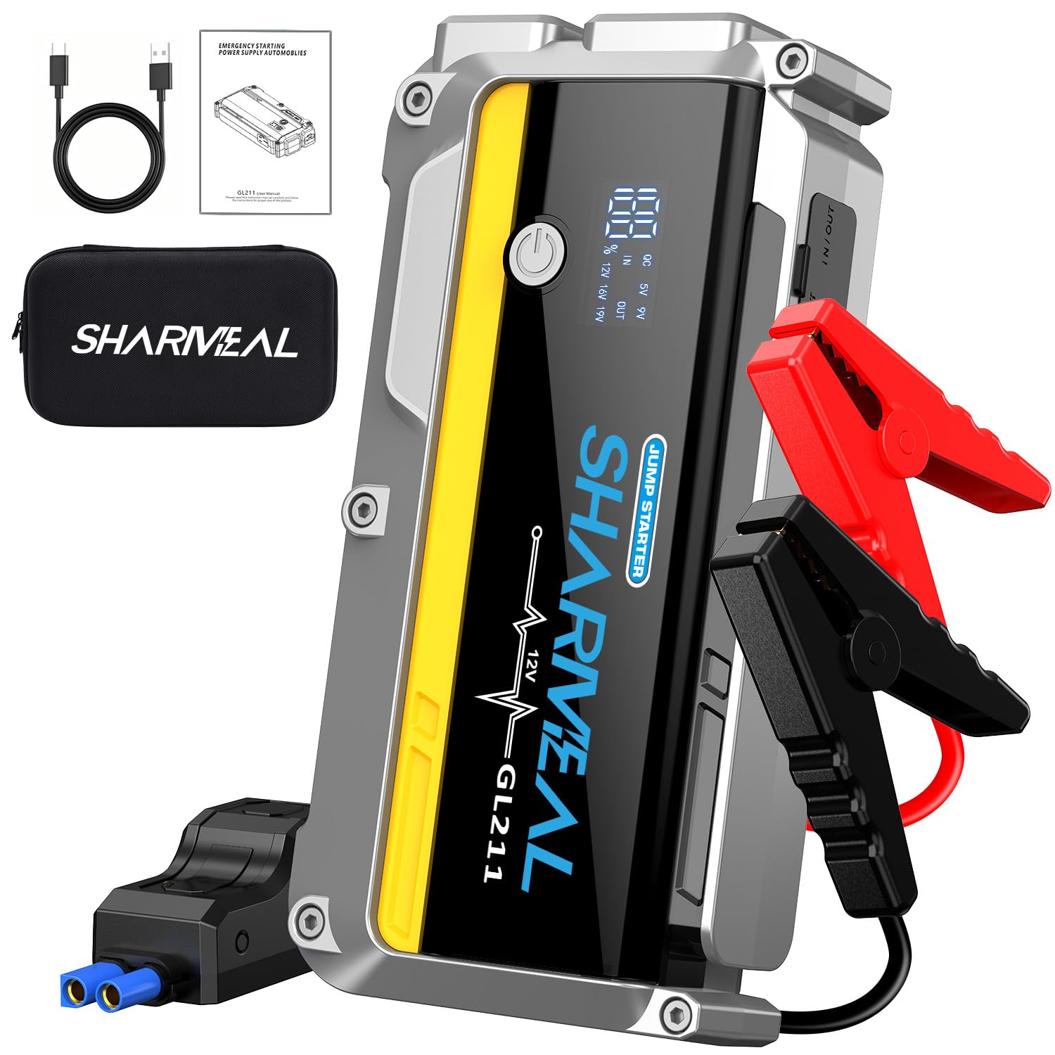 Sharmeal Jump Starter, 5000A Battery Jumper Starter Portable (10.0L Gas/9.0L Diesel), 12V Jump Box Car Battery Jump Starter with