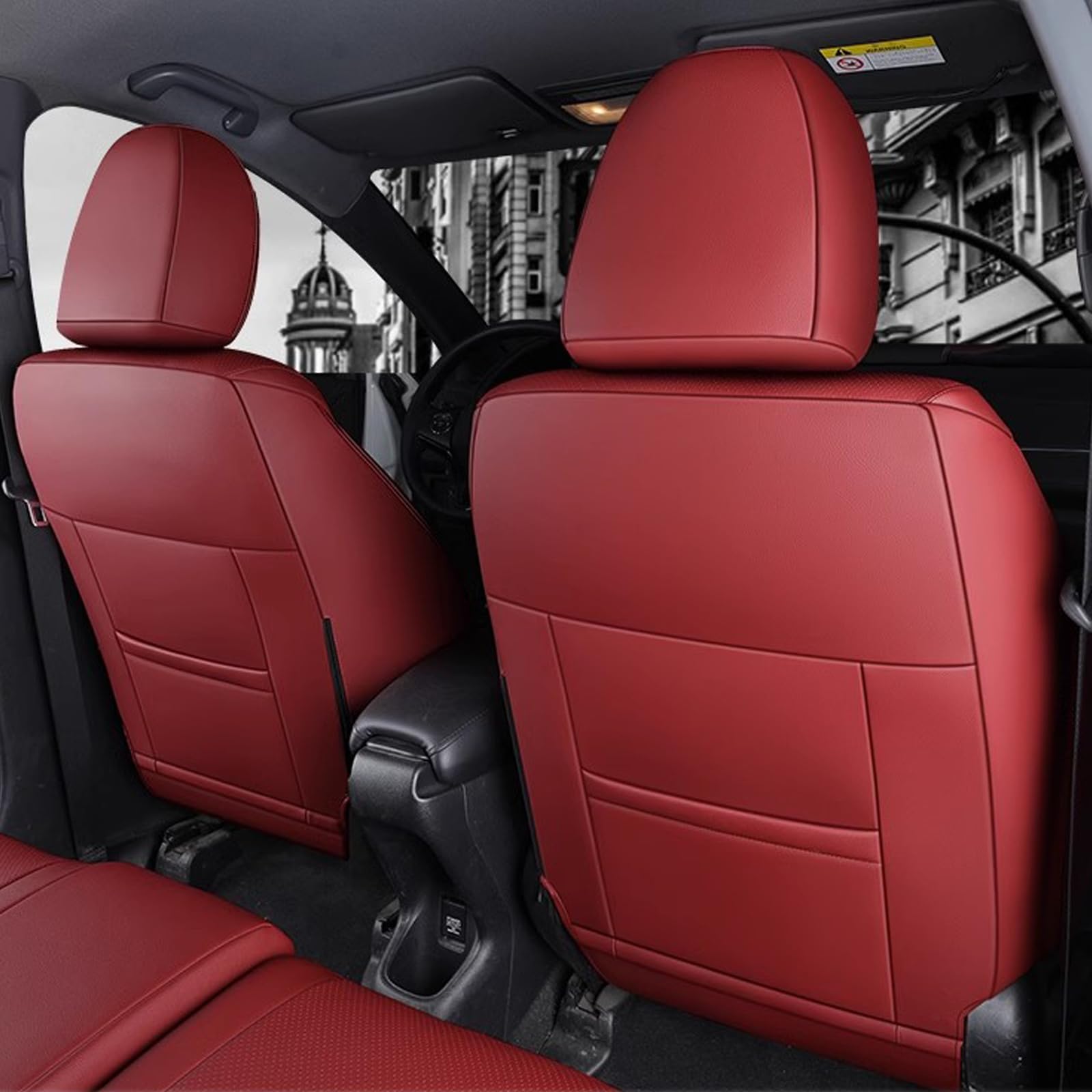 HKZ Custom Fit Leather Seat Covers for 2012-2017 Toyota Camry Hybrid - 5-Seats Full Set, Burgundy