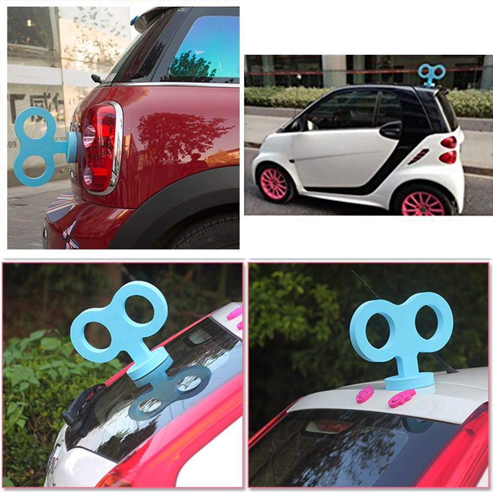 COGEEK 3D Wind Up Key for Car Roof Decoration - Cute Clockwork Design, Blue, Model kas20659