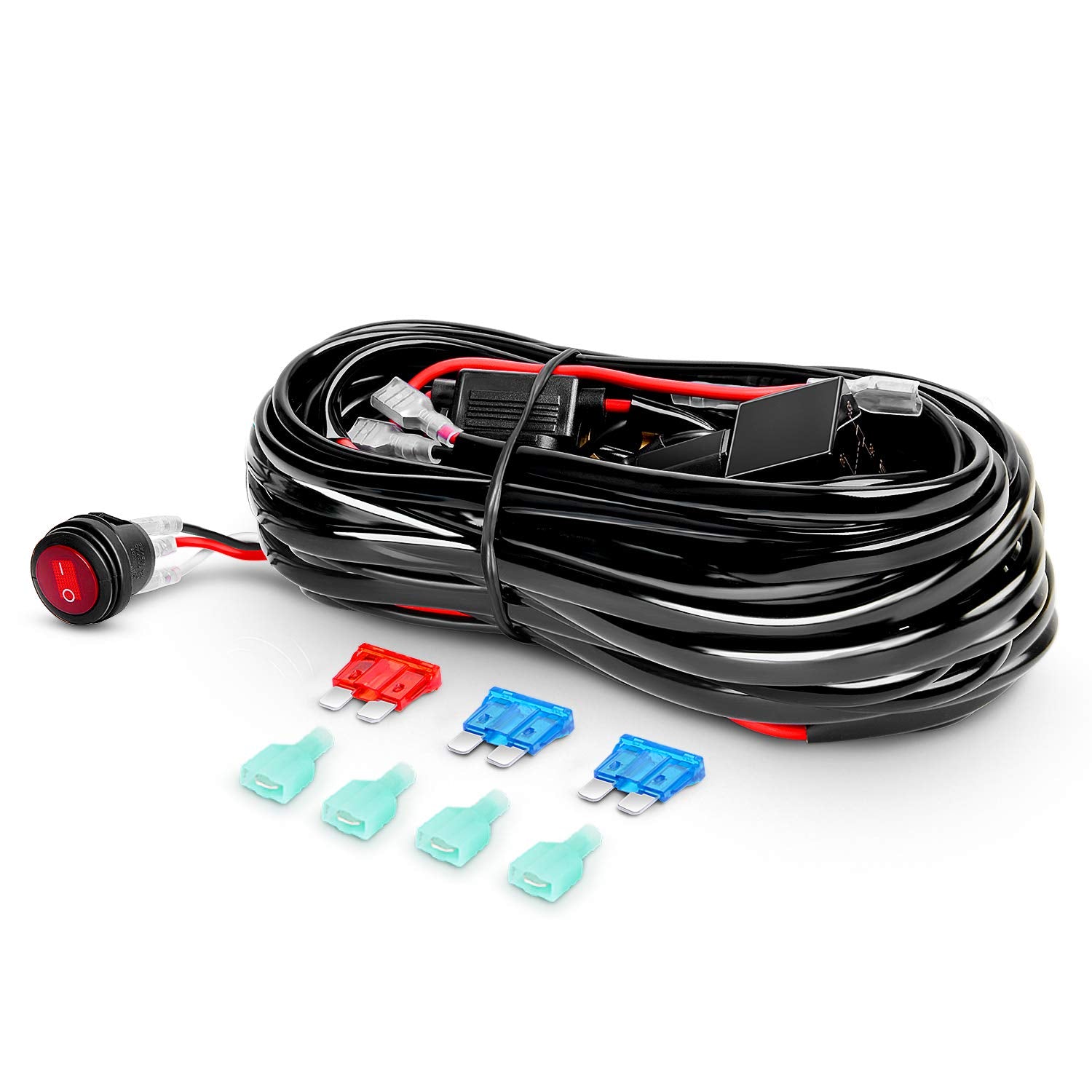 Nilight Led Light Bar Set, 12 Inch 300W Triple Row Spot Flood Combo Work Driving Lamp, 2 Pcs 4 Inch 60 W With Wiring Harness For