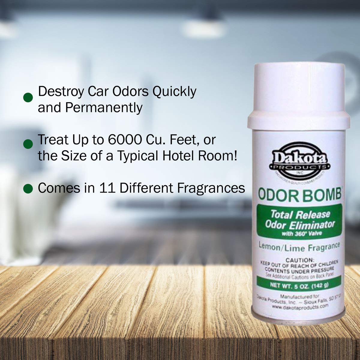 Dakota Odor Bomb Car Odor Eliminator, 5 Ounces, Eliminates Odors Better Than Car Fresheners, Leaves Refreshing Car Scent