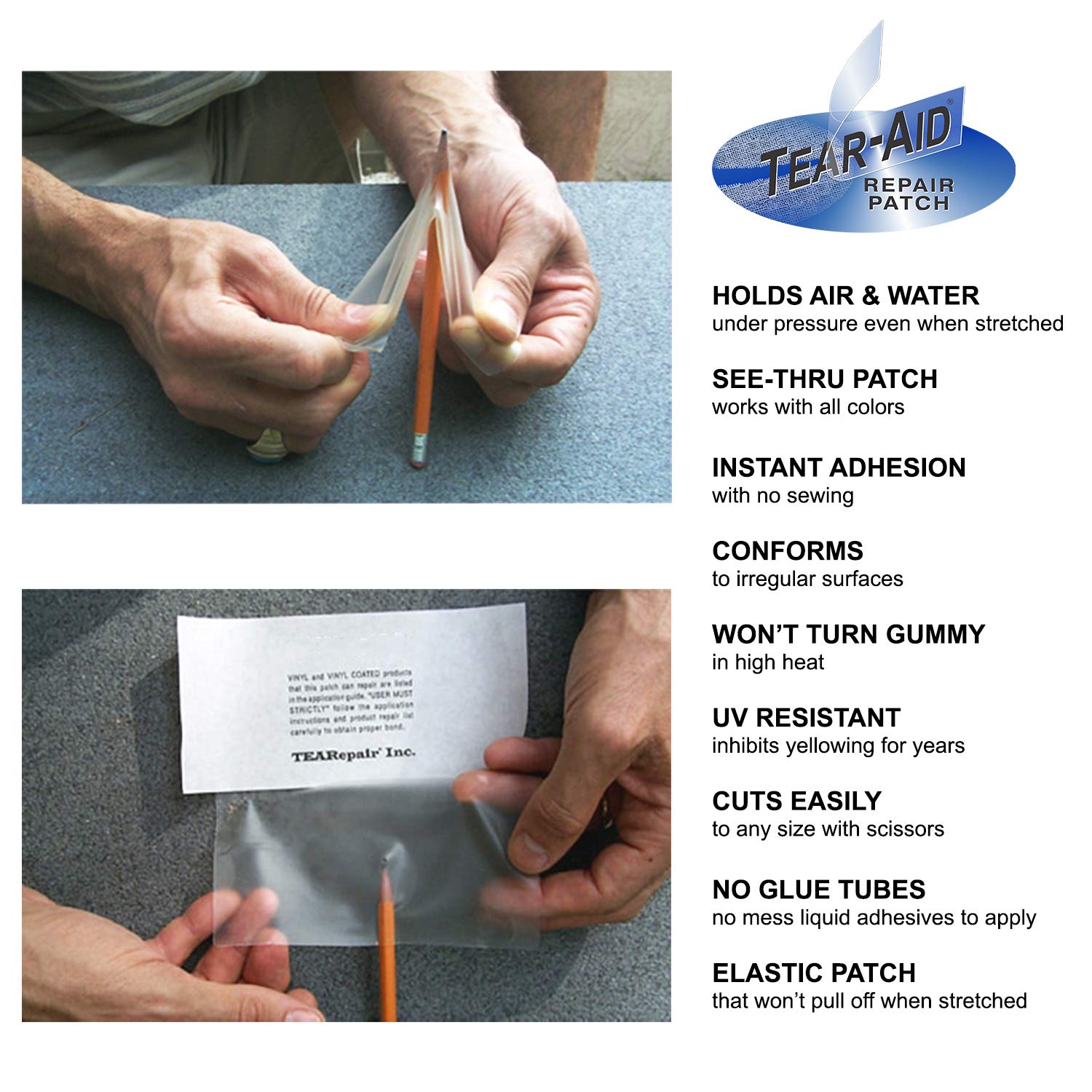 Tear-Aid Vinyl Repair Patch Kit 3 '' X 12 '' 7/8 '' X 7/8 '' 1-3/8 '' X 1-3/8 '' Type B Green