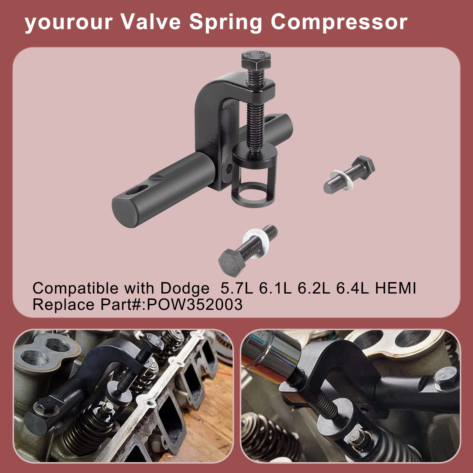 yourour Valve Spring Compressor for Dodge Ram 2500/3500 HEMI 5.7L/6.1L/6.2L/6.4L, Model POW352