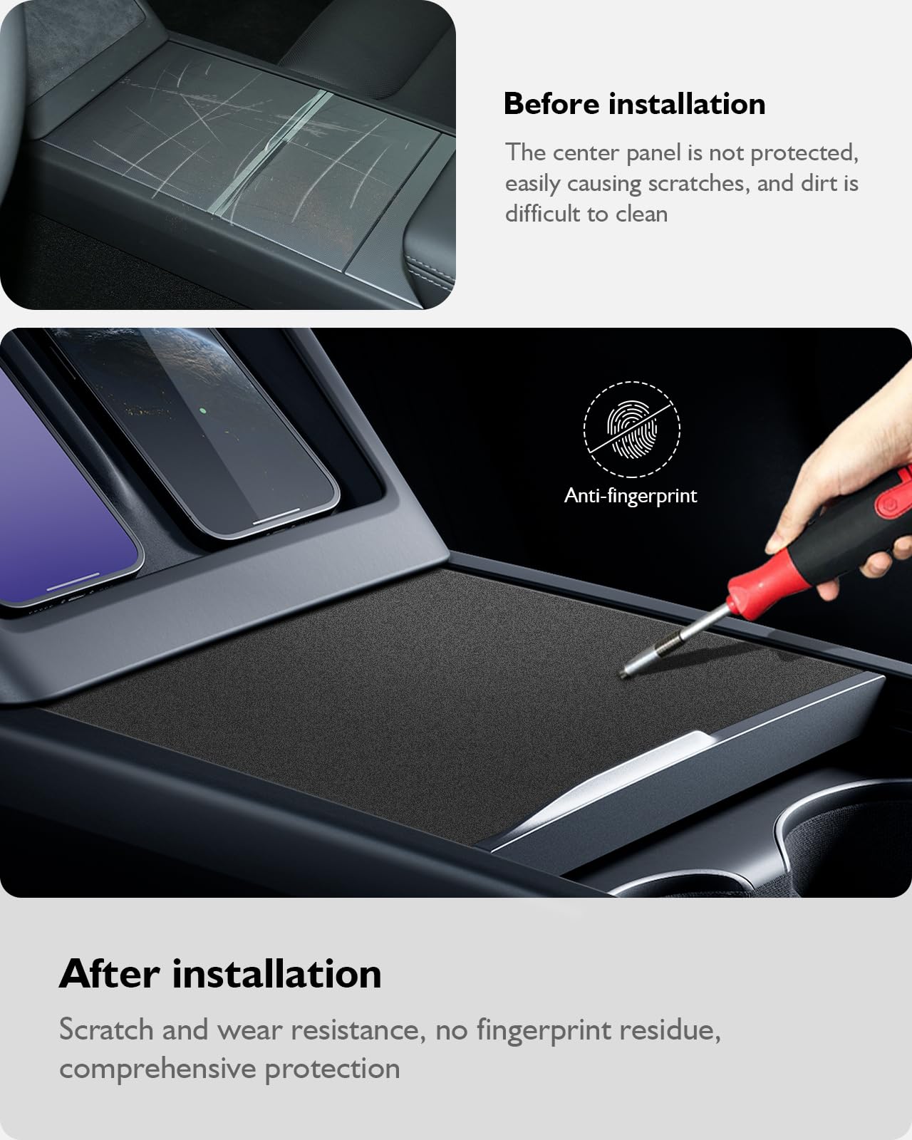 Farmogo Center Console Wrap Kit For Tesla Model 3 (Highland) 2024 2025 And Model Y Juniper Accessories Console Cover Interior De