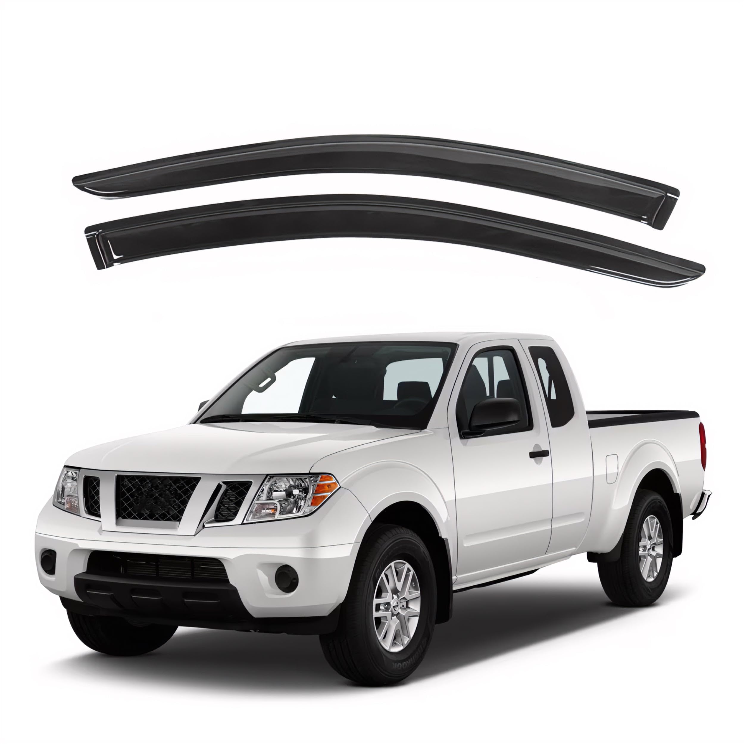 Ig Window Visor For Nissan Frontier King Cab 2005-2020, Rain Guard Tape-On Side Vent Window Deflector, 2006 2007 2008 2009 2010