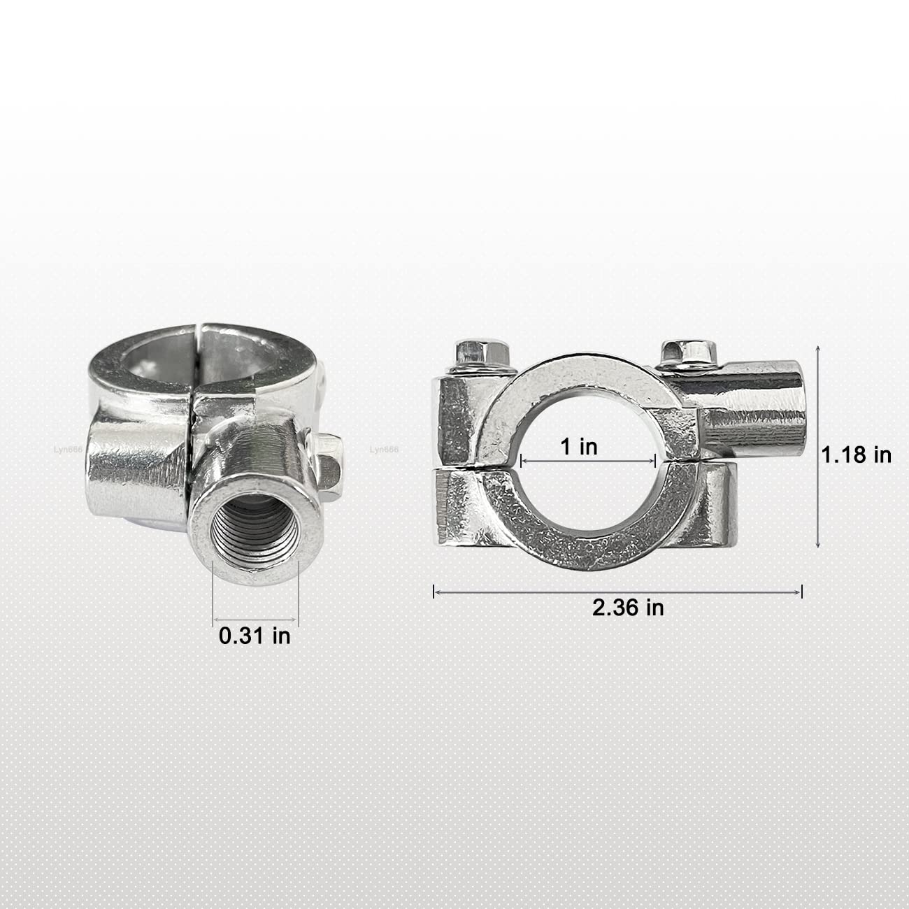 Motorcycle 7/8'' Handlebar Mirror Mount Holder Clamp Adaptor 8Mm Thread For Motorcycles Atv Scooter Silver(Pack Of 2)