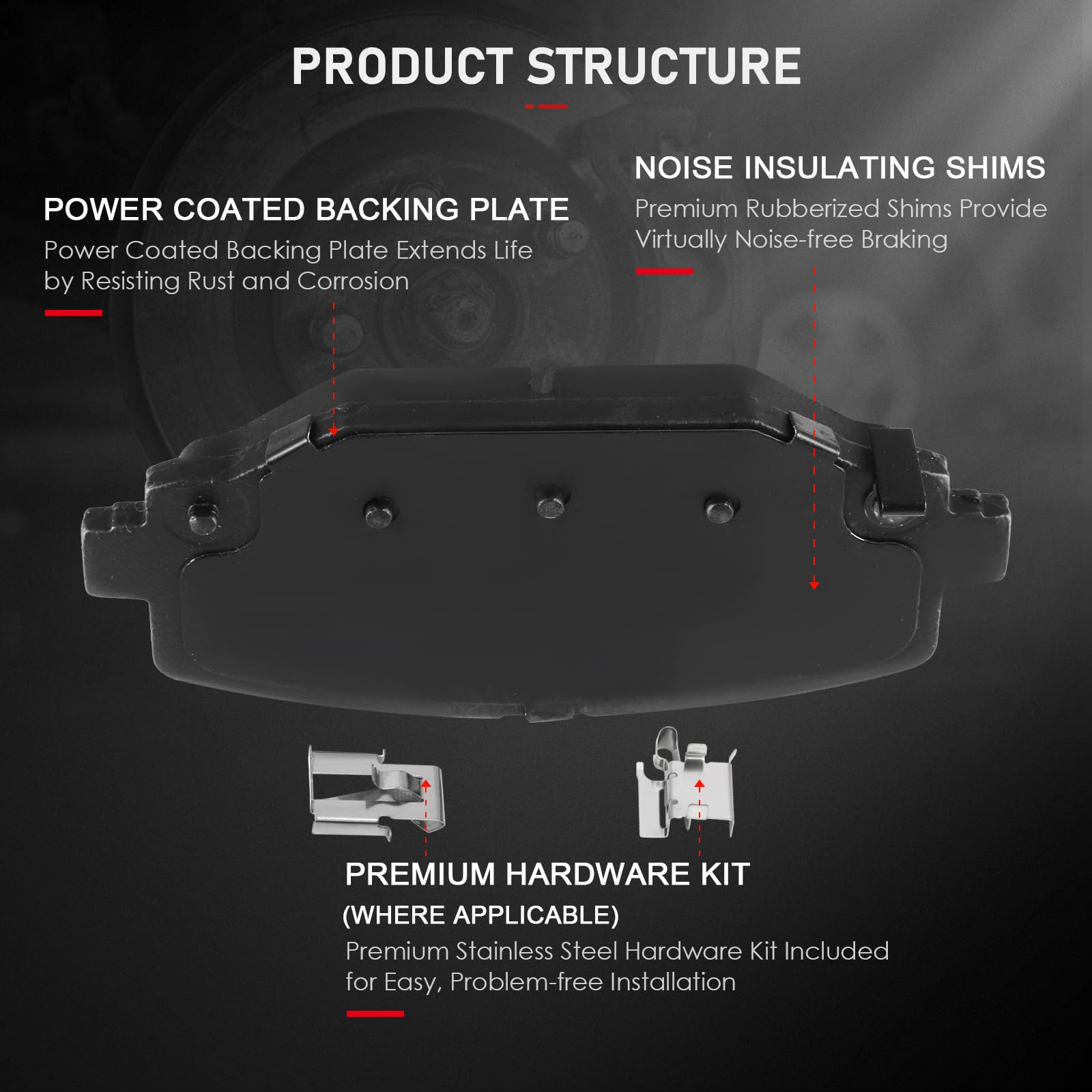 Cciyu D1589 D1596 8Pcs Front & Rear Ceramic Brake Pads Kits For 12-16 Chrysler Town & Country, Dodge Grand Caravan, Journey, 12-