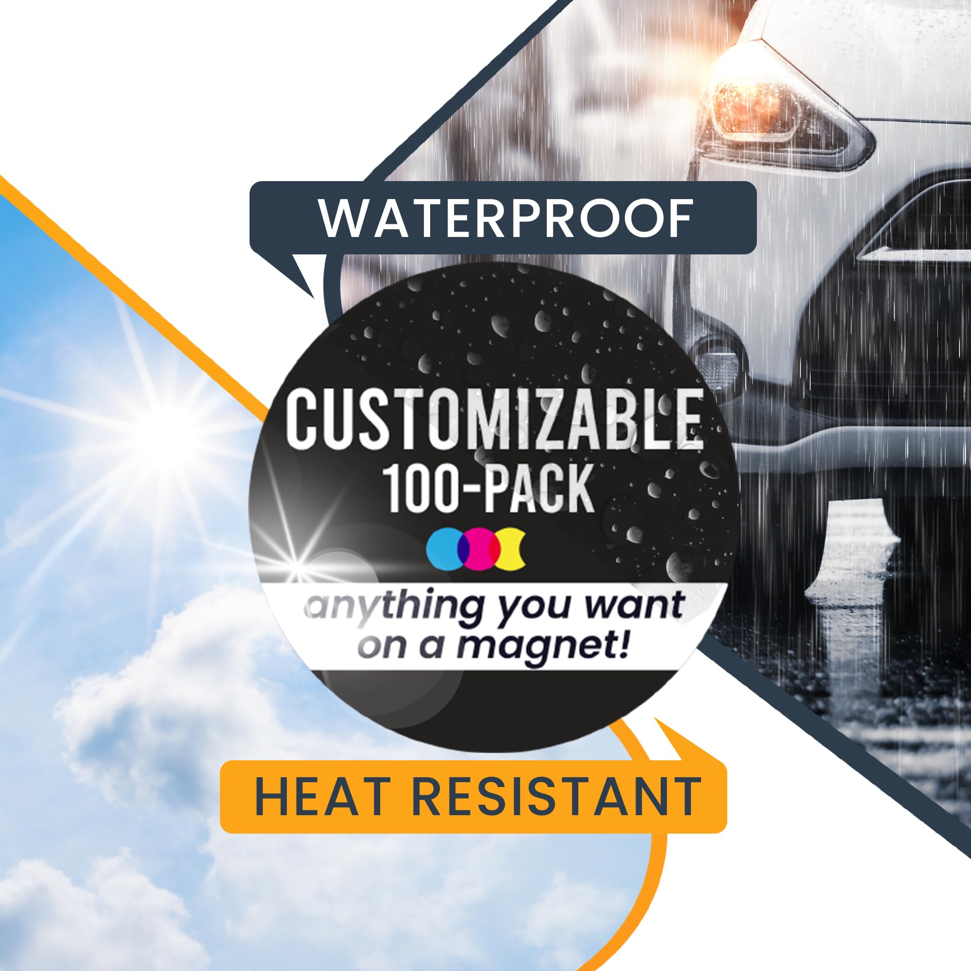 Magnet Me Up Customizable 30 Mil Round Magnet- 5   , 100 Pk Weatherproof Car Magnet For Businesses, Sports Teams, Fundraiser, Pe