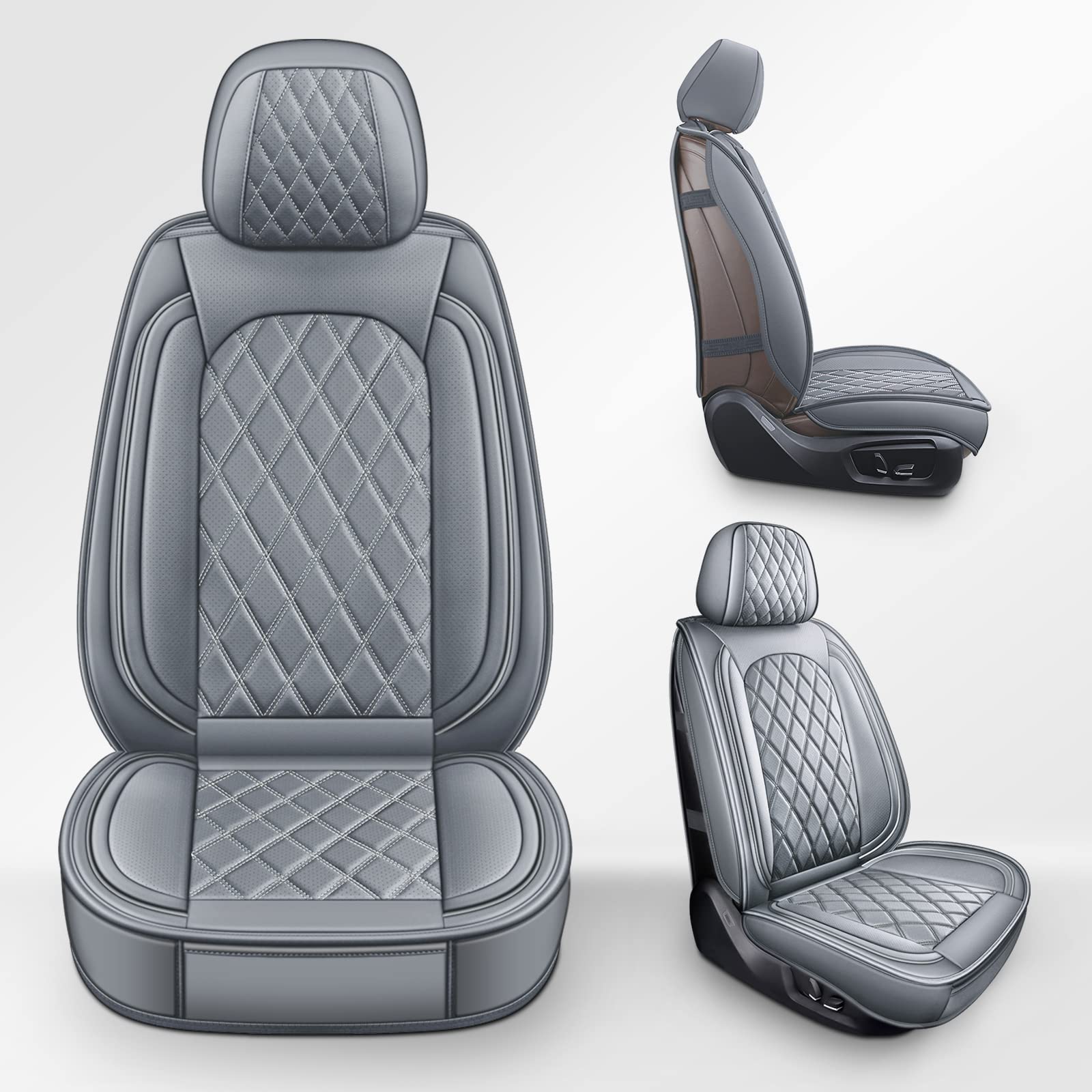 Mirozo Front Car Seat Covers,2Pcs Car Seat Covers Waterproof Faux Leather Automotive Seat Covers Universal Vehicle Seat Covers F