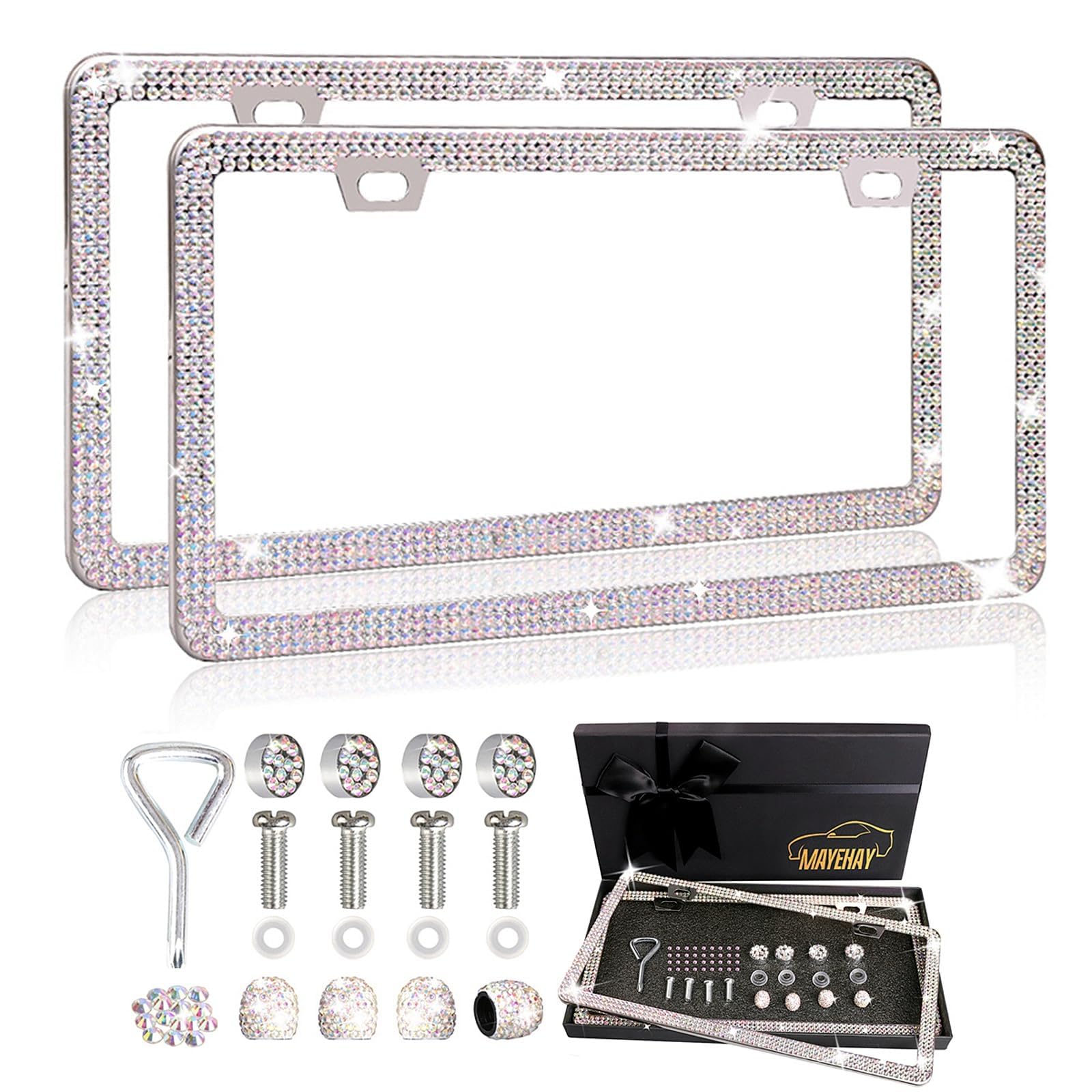 Bling License Plate Frames 2 Packs Sparkly License Plate Frames For Women Diamond License Plate Frame Glitter License Plate Fram