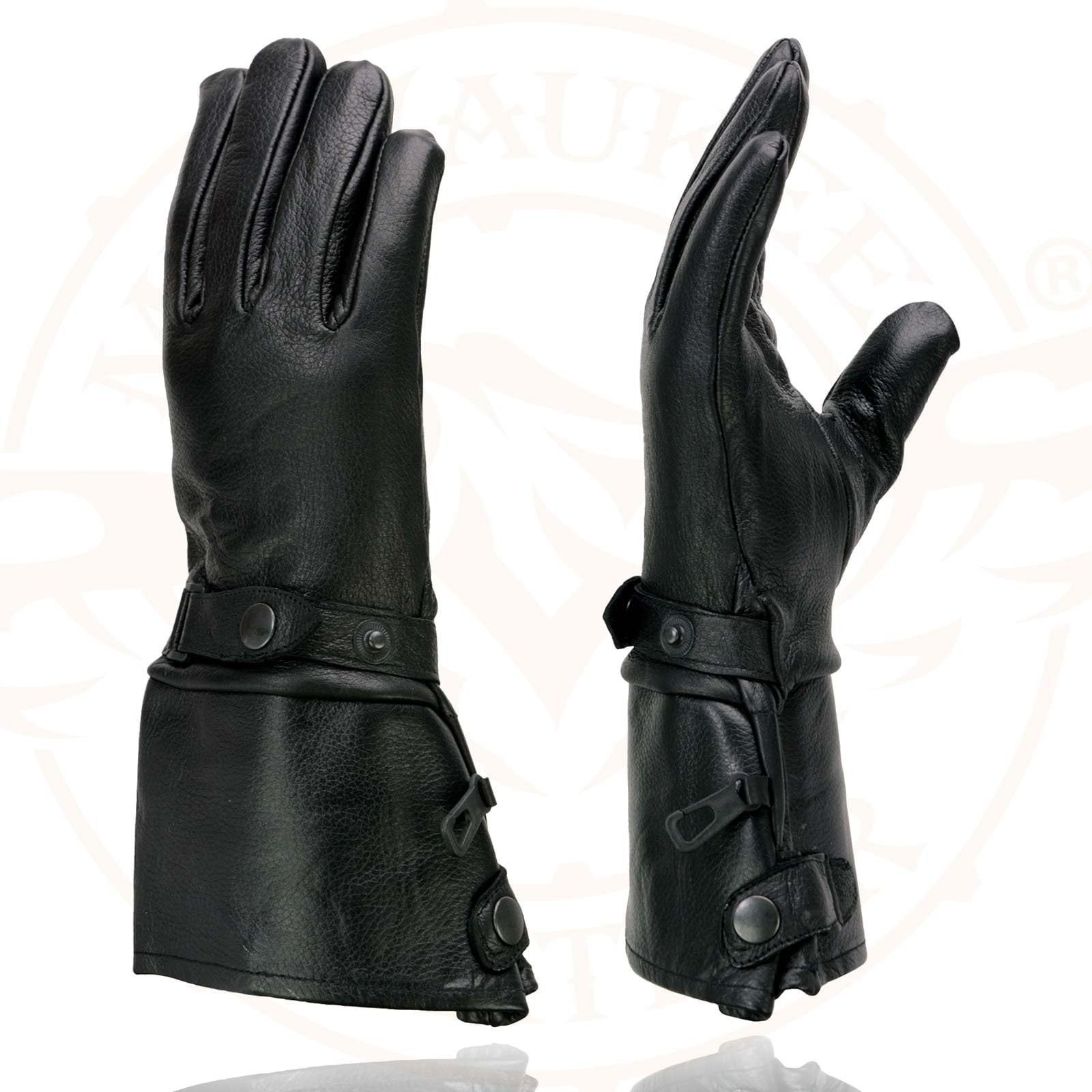 Milwaukee Leather Men'S Gauntlet Motorcycle Hand Gloves-Black Leather Long Cuff Snap Closure Thermal Lined-Sh264 - X-Large