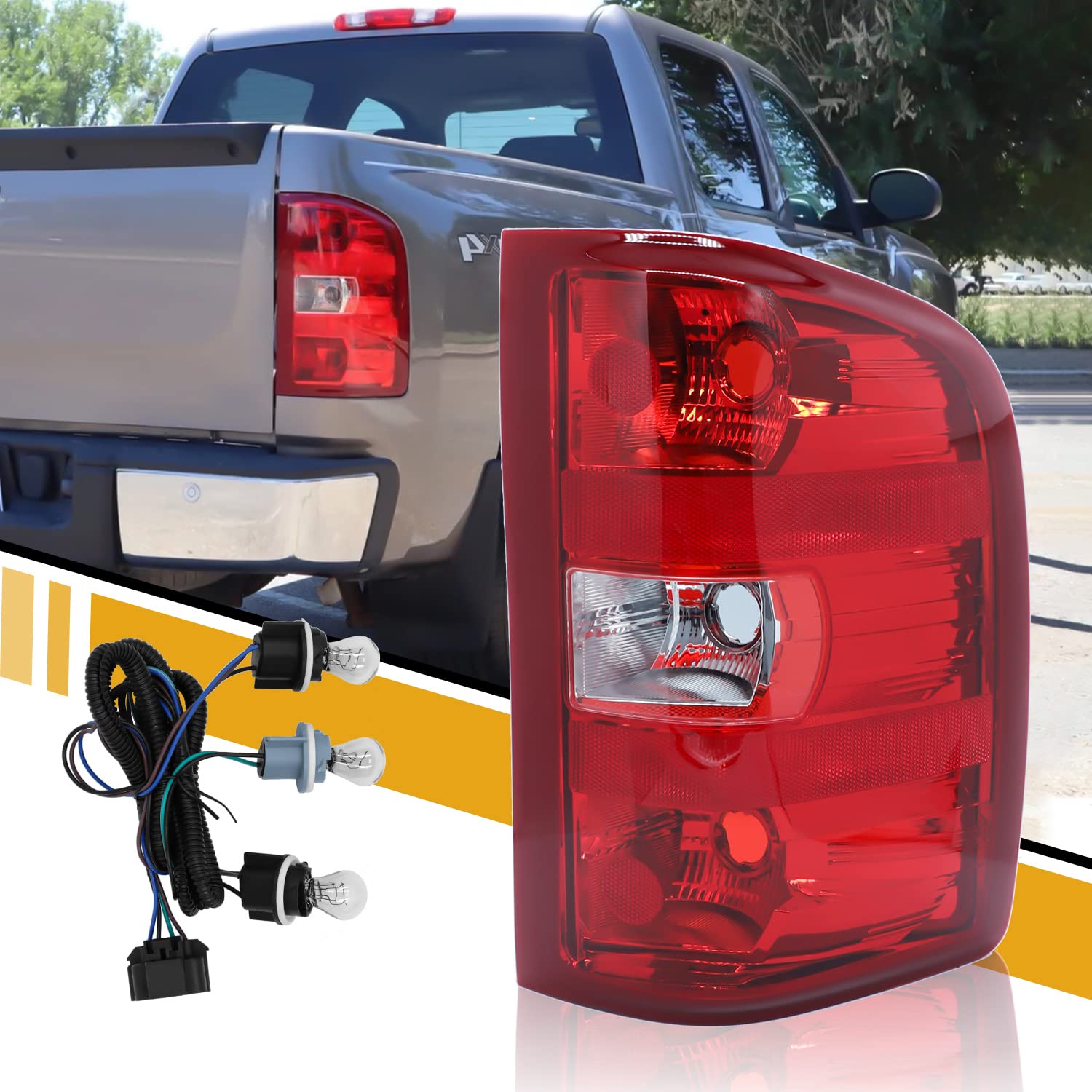 Cleryye Tail Light Assembly Compatible With Chevy Silverado 07-13 1500 | 07-14 2500 Hd 3500 Hd, Oe-Style Replaces 25958483 Gm280