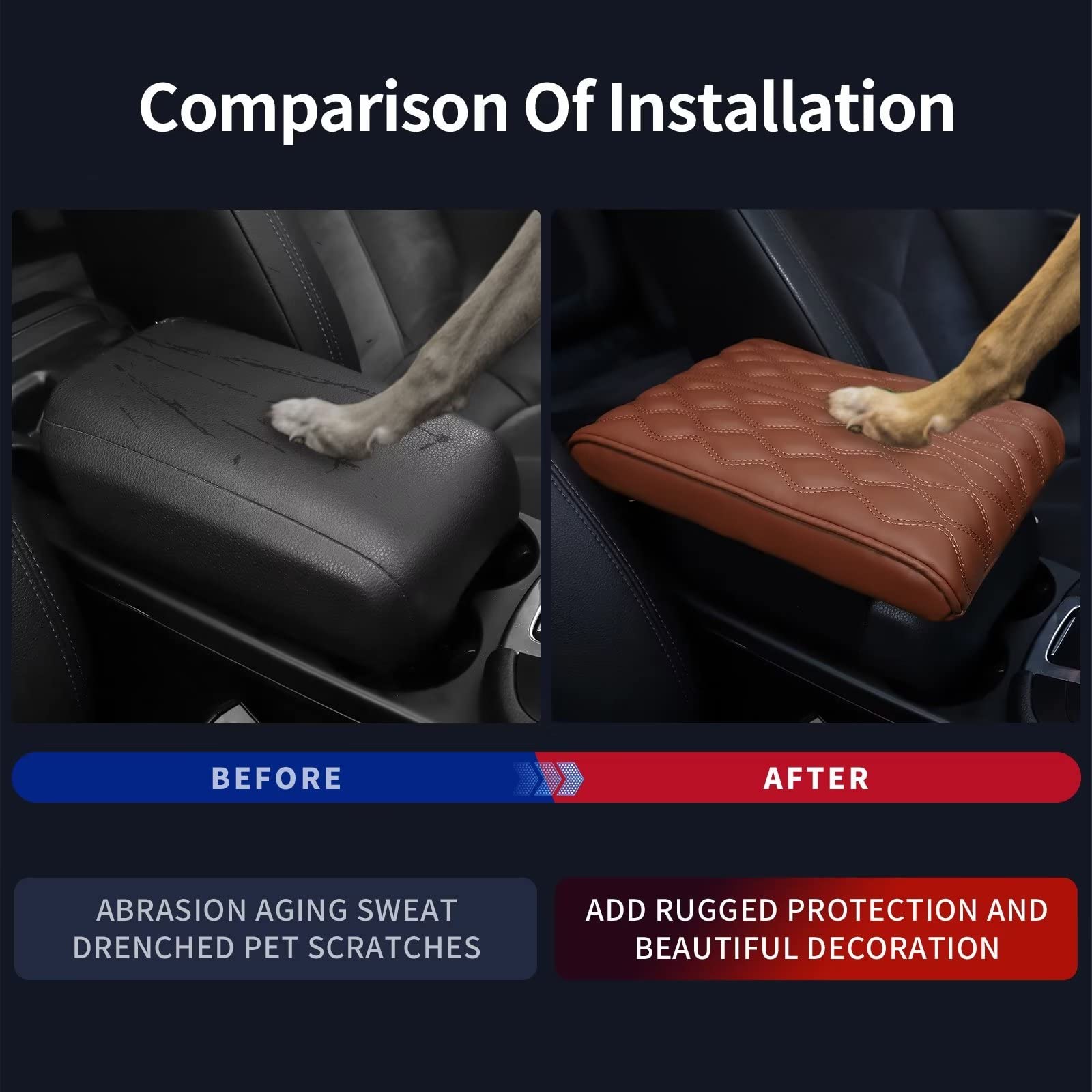 Qzhiren Car Center Console Cover-Armrest Box Mat,Memory Foam Leather Arm Rest Covering Car, Arm Rest Cushion For Suv/Truck/Vehic