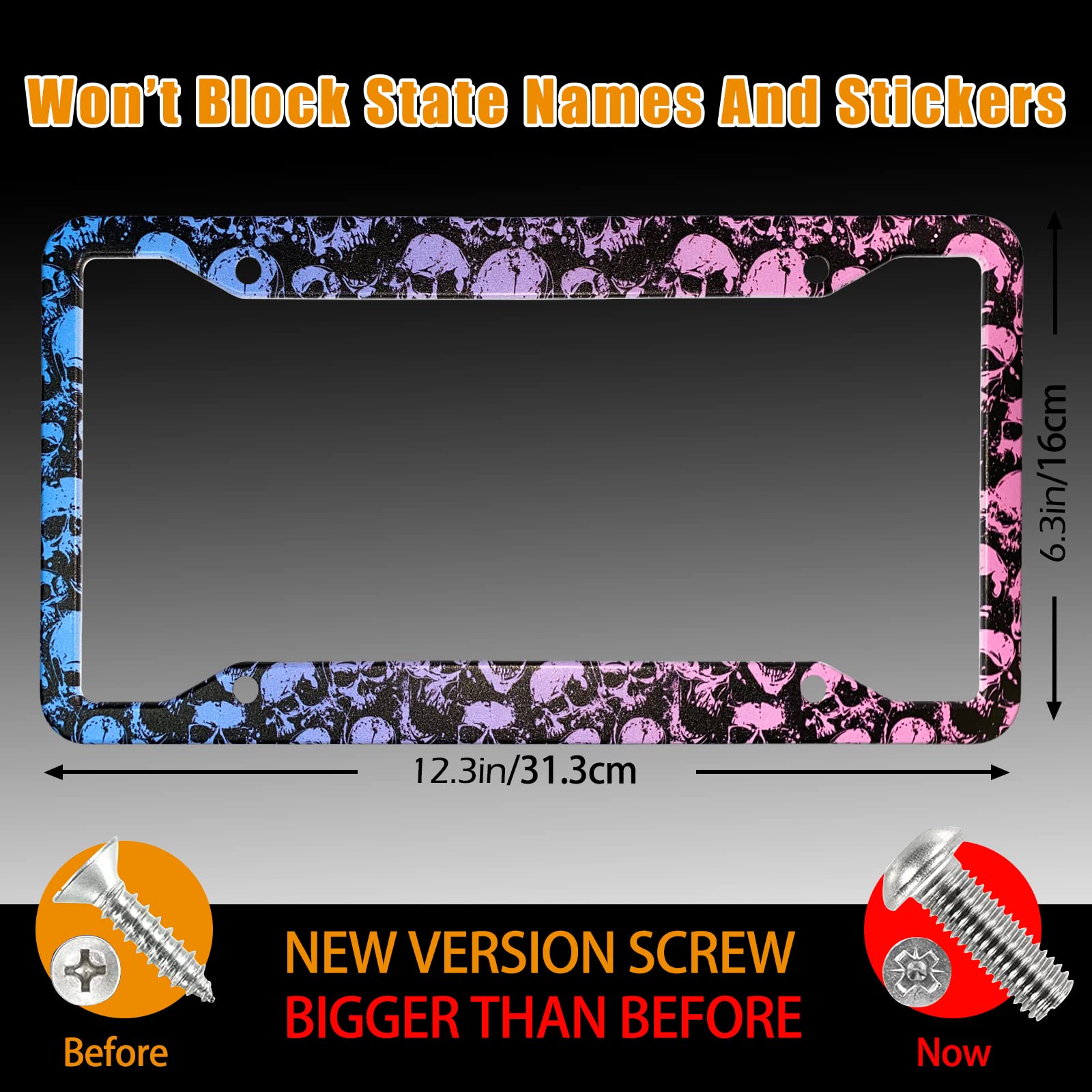 Skull License Plate Frames Skeleton License Plates Frame Holder Cover Metal Aluminum Halloween Car Tag For Usa Ca Vehicle Standa
