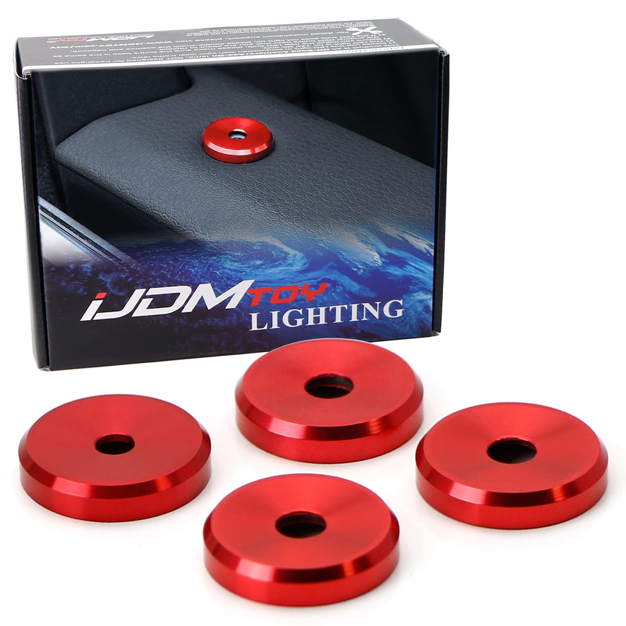 Ijdmtoy 4Pcs Sports Red Aluminum Decorative Door Lock Indicator Light Cap Covers Compatible With Porsche Cayenne Panamera Macan